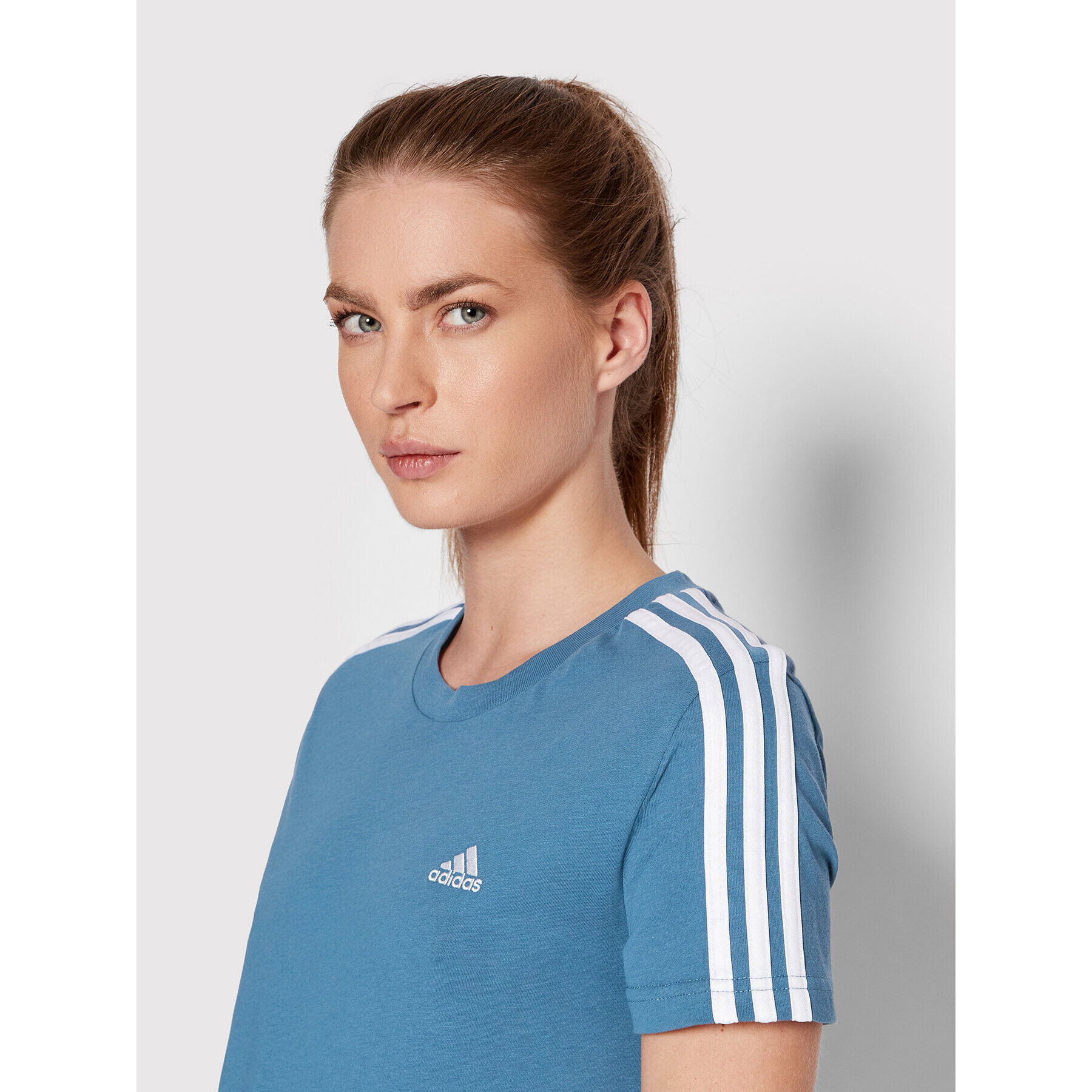 adidas Tričko Essentials 3-Stripes HF7238 Modrá Slim Fit - Pepit.sk