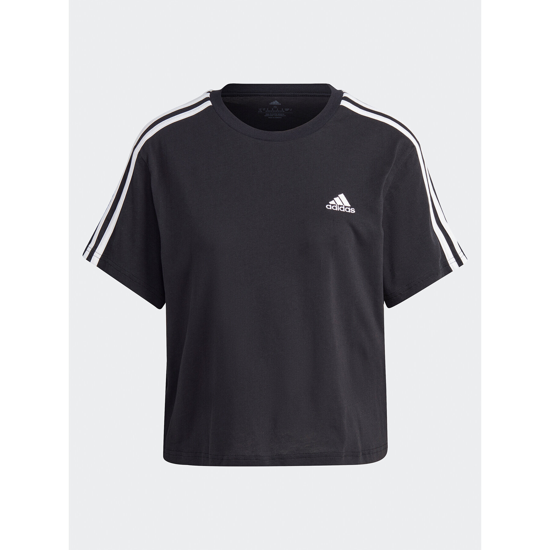 adidas Tričko Essentials 3-Stripes Single Jersey Crop Top HR4913 Čierna Loose Fit - Pepit.sk