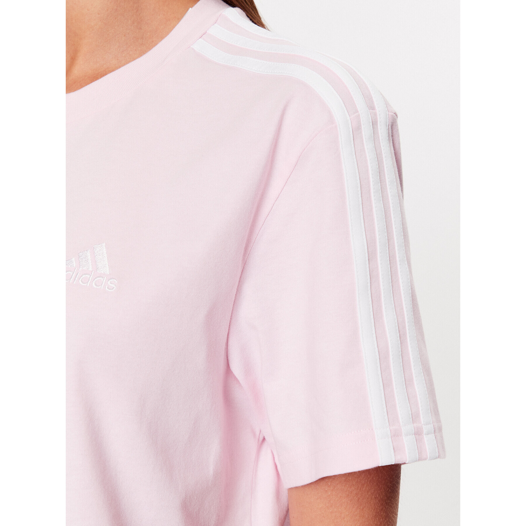 adidas Tričko Essentials 3-Stripes Single Jersey Crop Top IC0760 Ružová Loose Fit - Pepit.sk