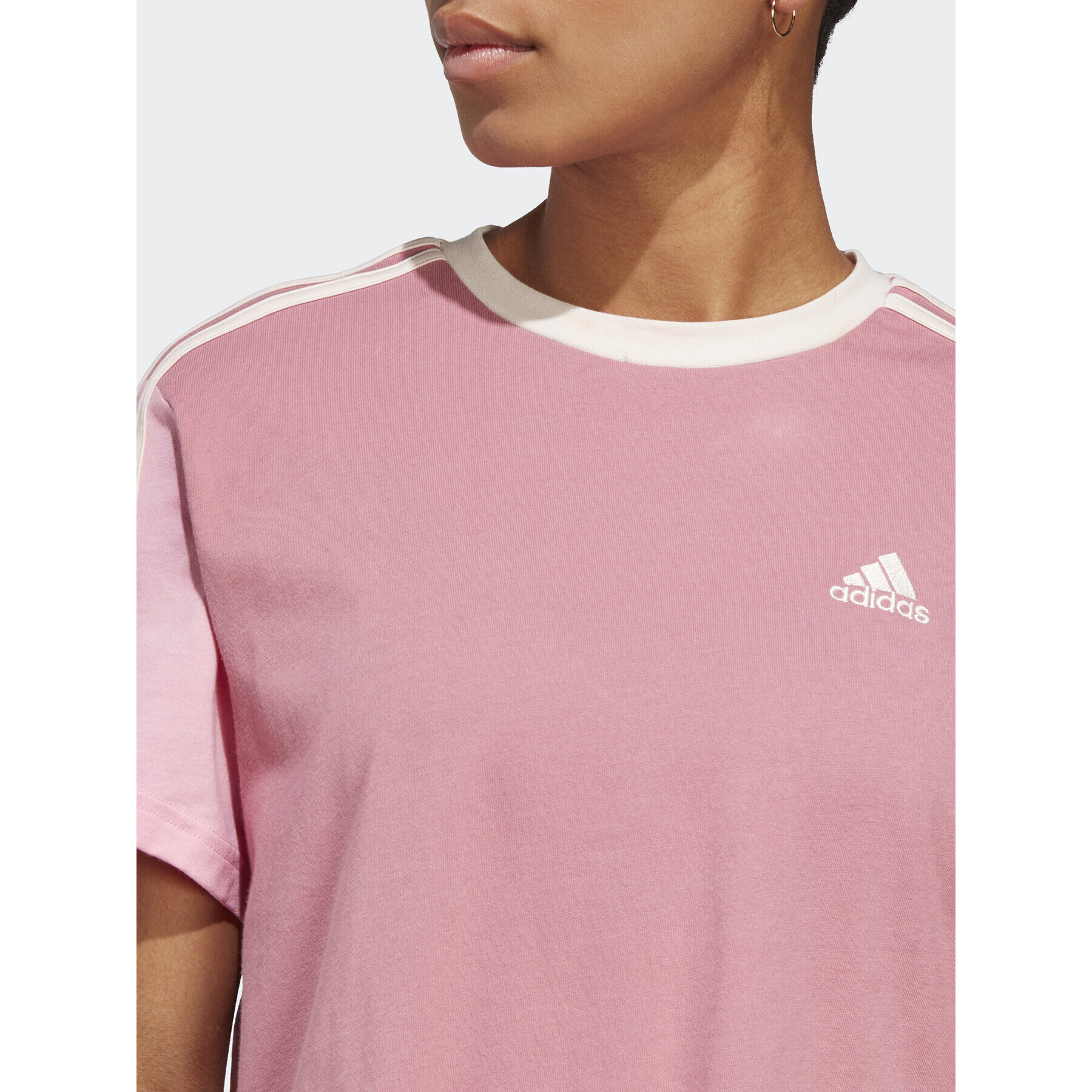 adidas Tričko Essentials 3-Stripes Single Jersey Crop Top IC9926 Ružová Loose Fit - Pepit.sk