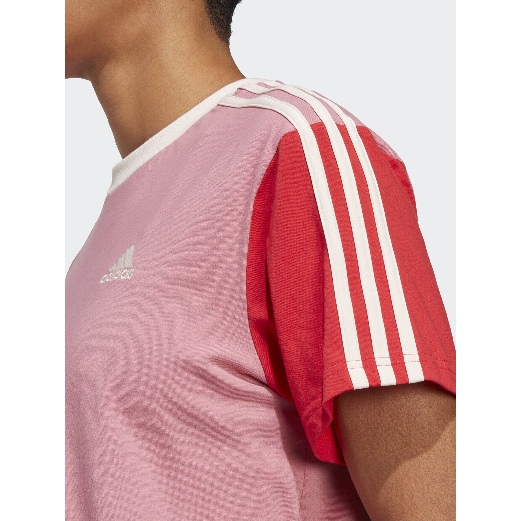 adidas Tričko Essentials 3-Stripes Single Jersey Crop Top IC9926 Ružová Loose Fit - Pepit.sk