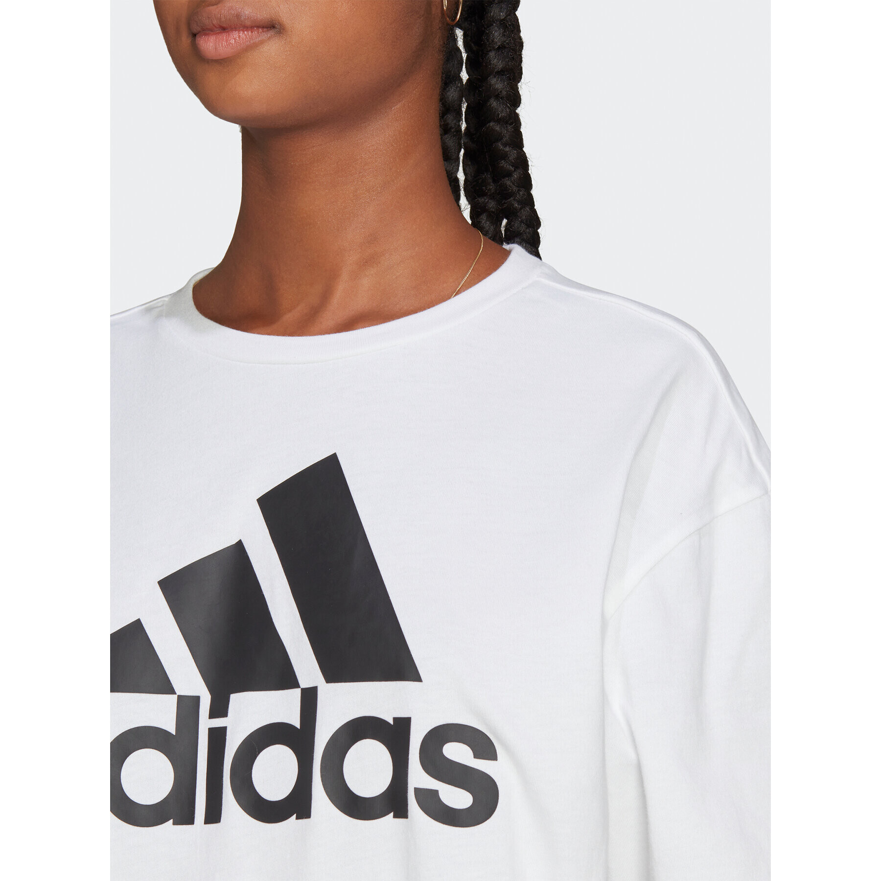 adidas Tričko Essentials Big Logo Boyfriend T-Shirt HR4930 Biela Loose Fit - Pepit.sk