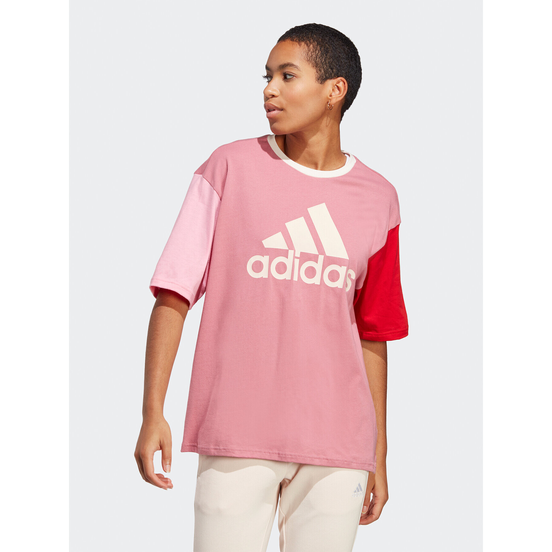 adidas Tričko Essentials Big Logo Boyfriend T-Shirt IC9857 Ružová Loose Fit - Pepit.sk