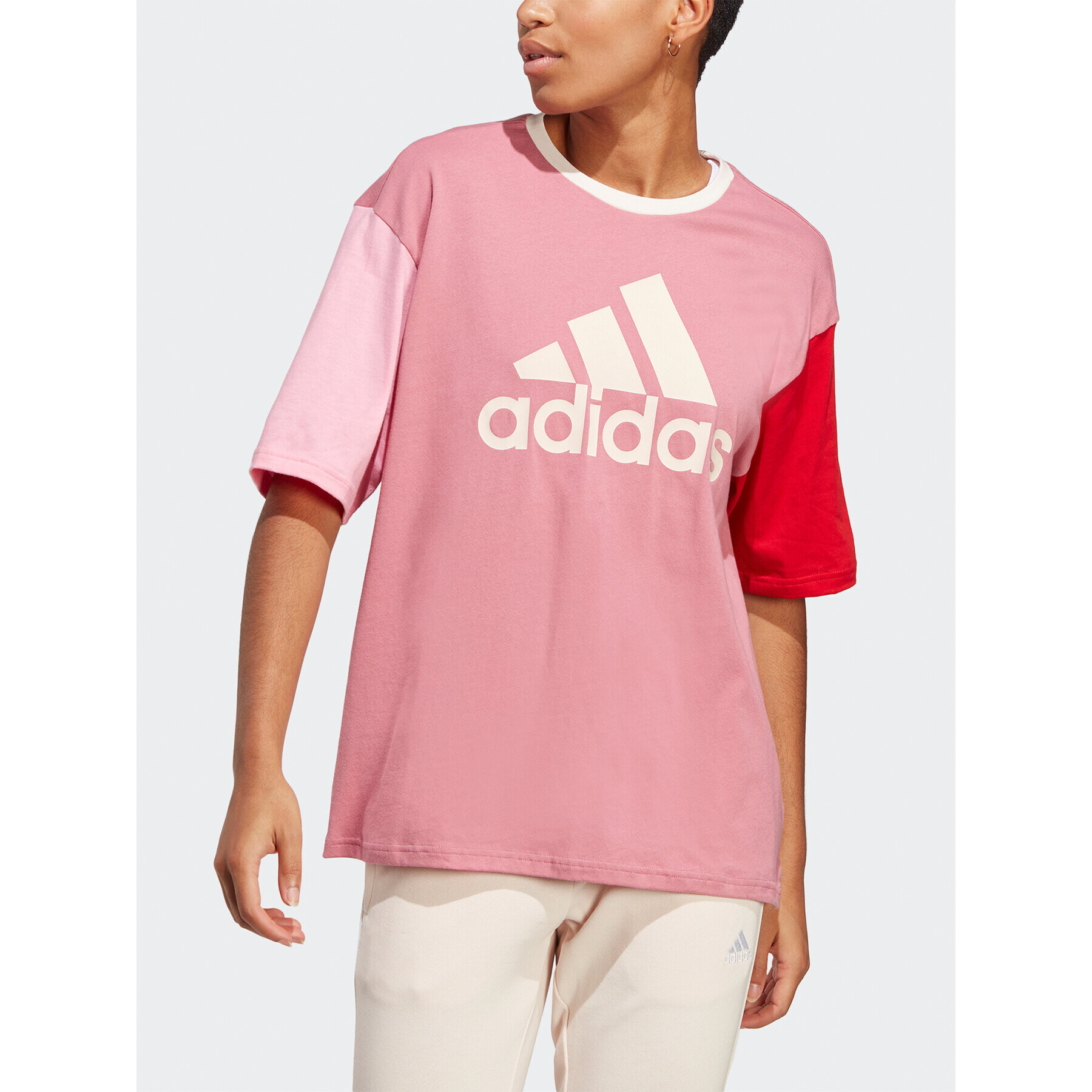 adidas Tričko Essentials Big Logo Boyfriend T-Shirt IC9857 Ružová Loose Fit - Pepit.sk