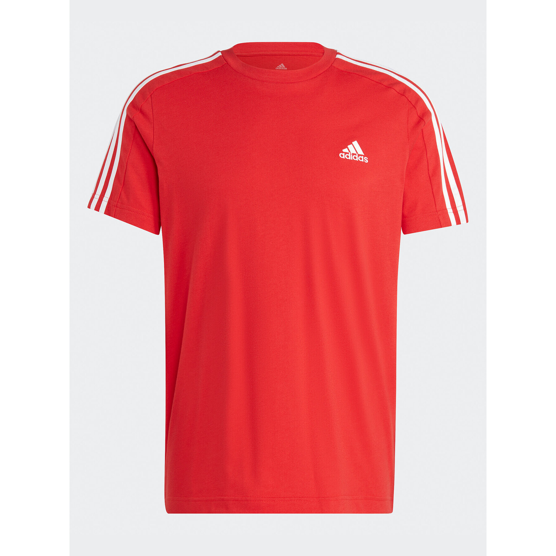 adidas Tričko Essentials Single Jersey 3-Stripes T-Shirt IC9339 Červená Regular Fit - Pepit.sk