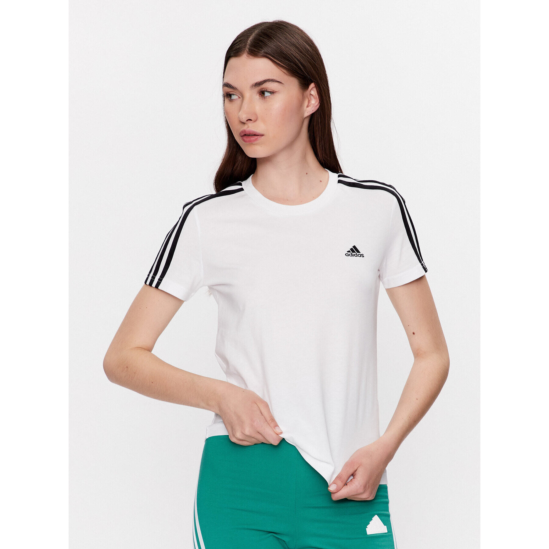 adidas Tričko Essentials Slim 3-Stripes T-Shirt GL0783 Biela Slim Fit - Pepit.sk