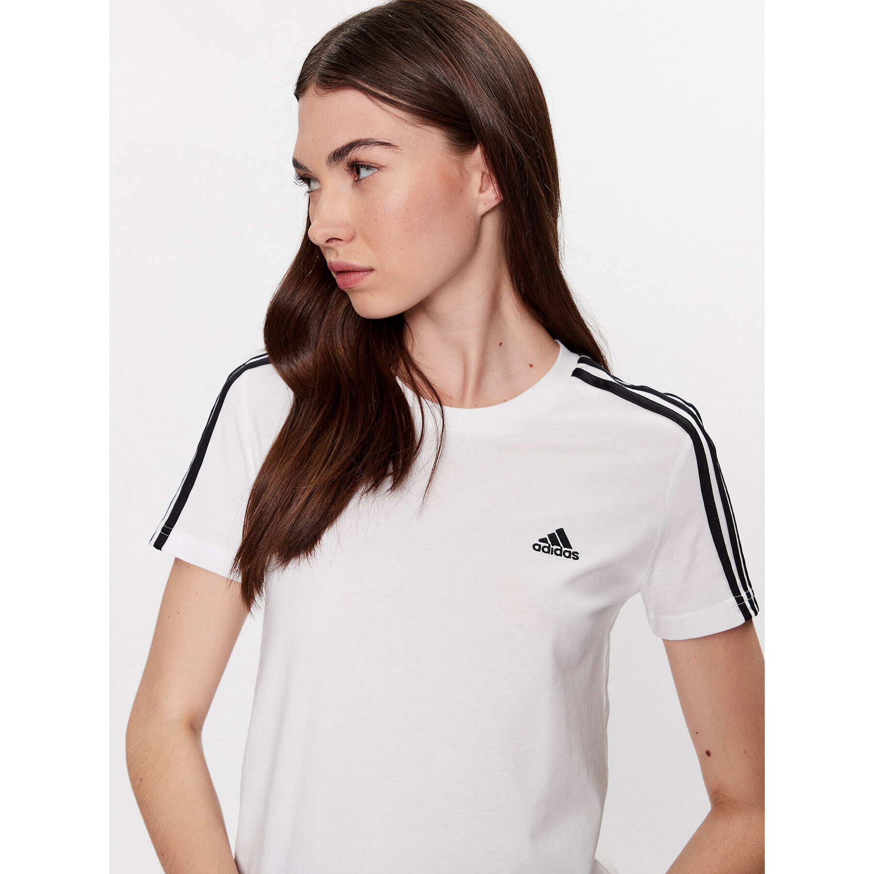 adidas Tričko Essentials Slim 3-Stripes T-Shirt GL0783 Biela Slim Fit - Pepit.sk