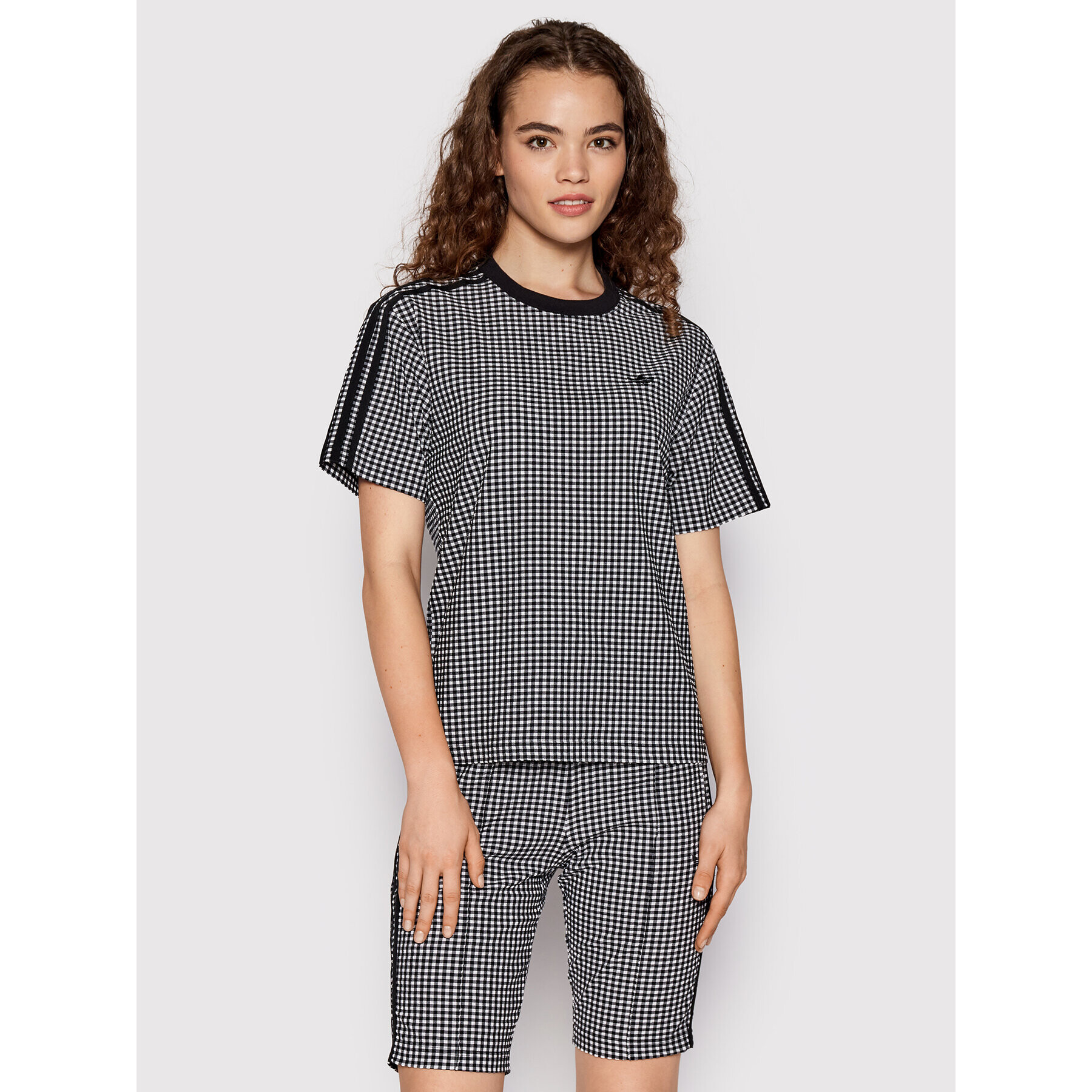 adidas Tričko Gingham HB9454 Čierna Regular Fit - Pepit.sk