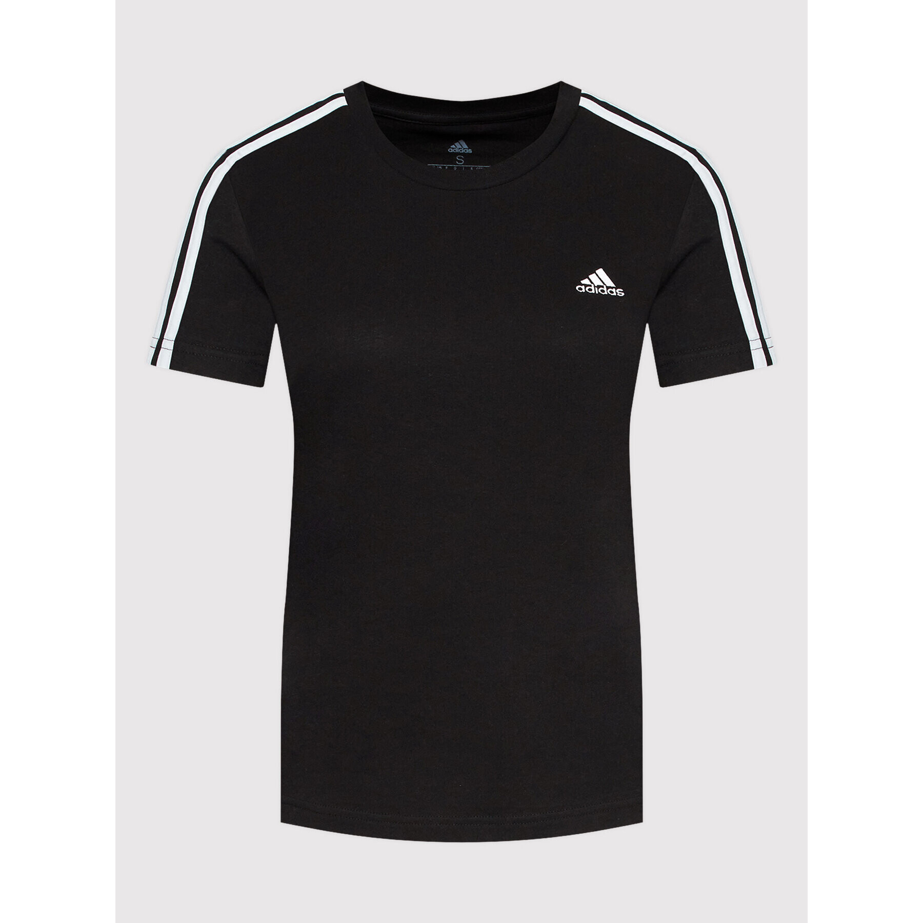 adidas Tričko Loungewear Essentials 3-Stripes GL0784 Čierna Slim Fit - Pepit.sk