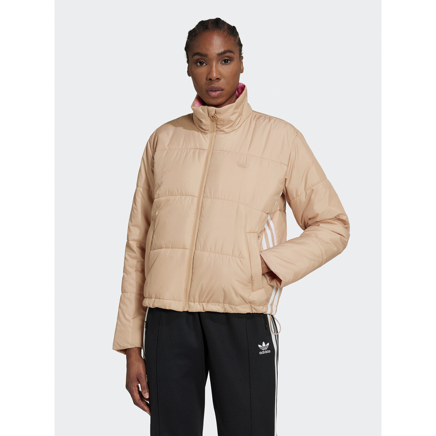 adidas Prechodná bunda Short Puffer Jacket HM2614 Béžová Loose Fit - Pepit.sk