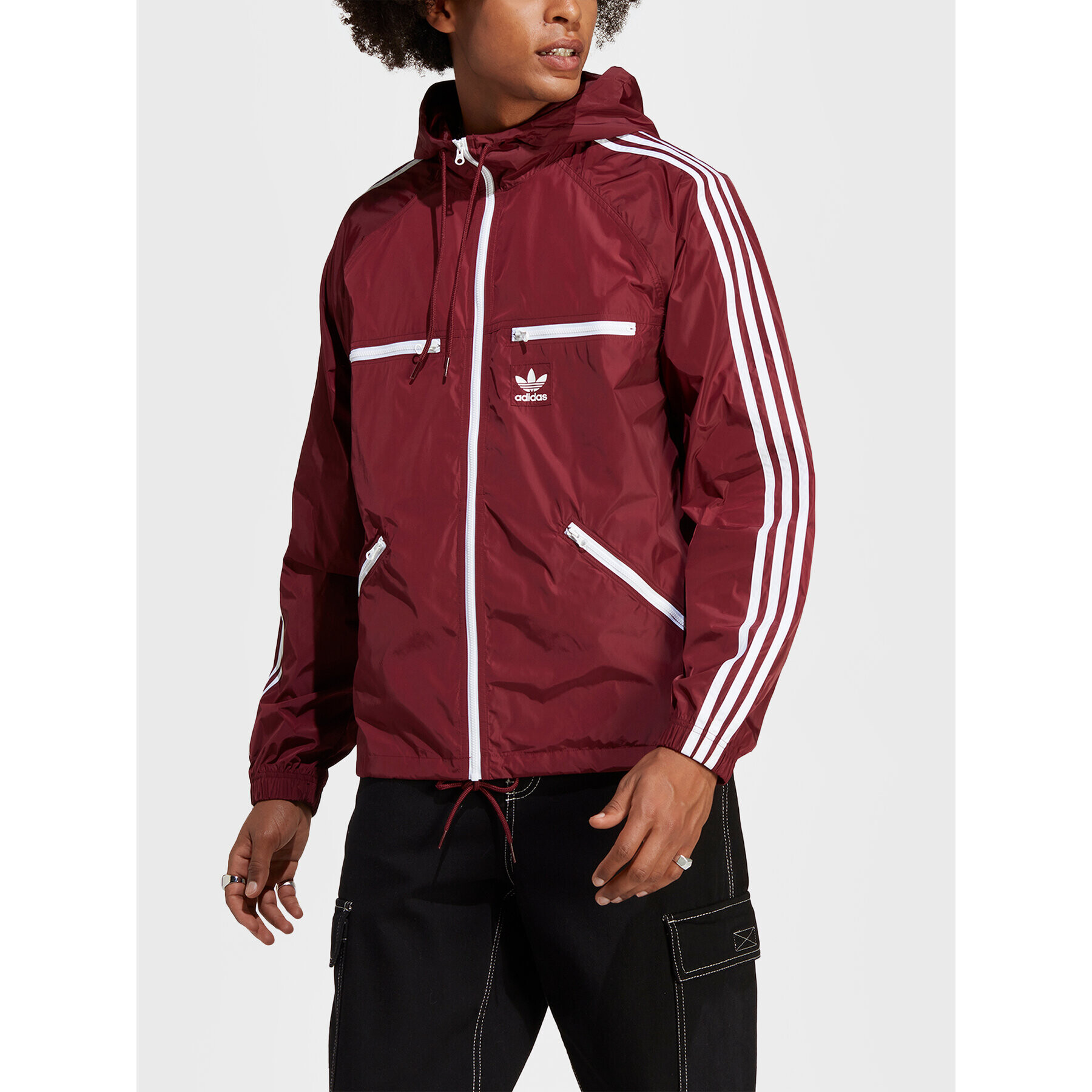 adidas Vetrovka Adicolor Classics Windbreaker IB9960 Červená Loose Fit - Pepit.sk