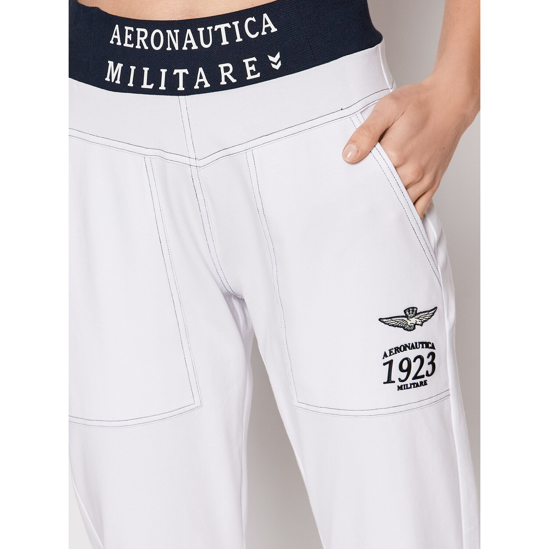 Aeronautica Militare Bavlnené nohavice 221PF847DJ519 Biela Regular Fit - Pepit.sk