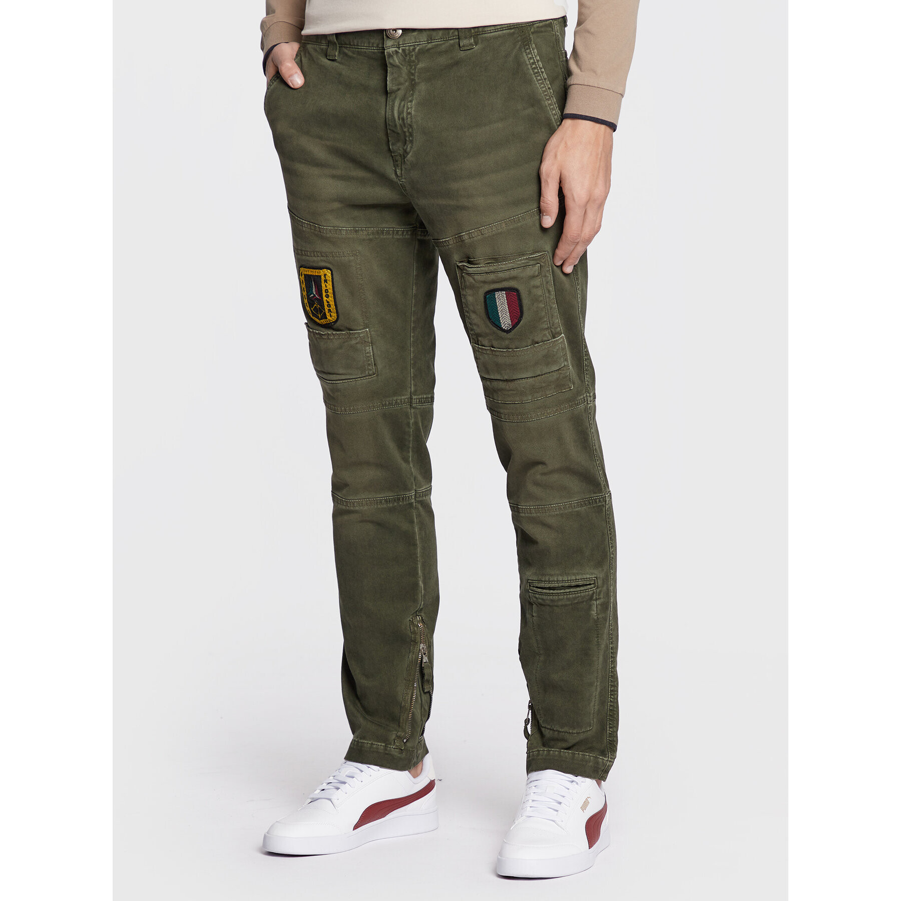 Aeronautica Militare Bavlnené nohavice 222PA1508CT3001 Zelená Regular Fit - Pepit.sk