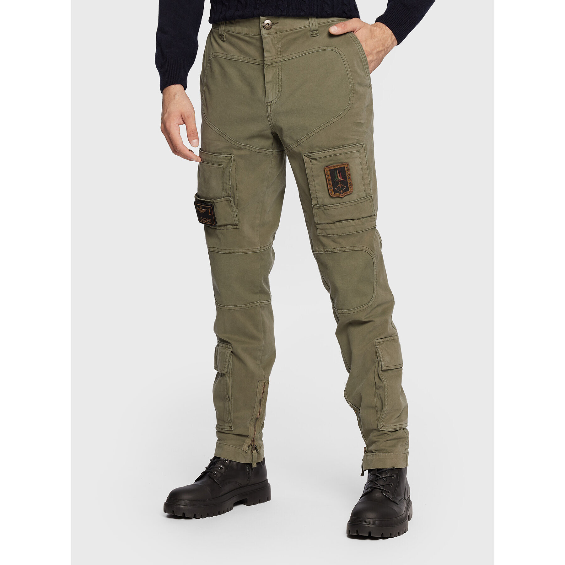 Aeronautica Militare Bavlnené nohavice 222PA939CT83 Zelená Regular Fit - Pepit.sk