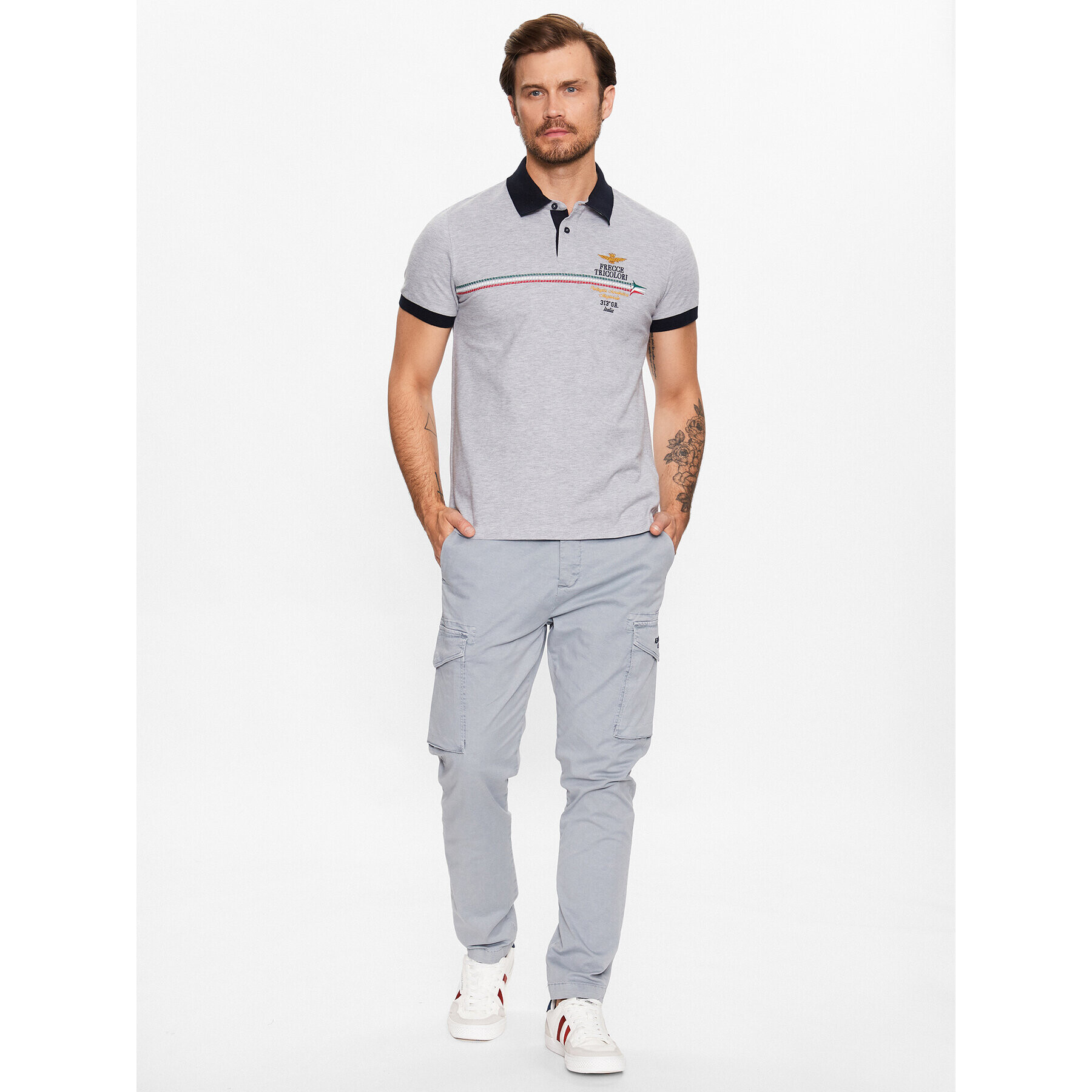 Aeronautica Militare Bavlnené nohavice 231PA1503CT3093 Sivá Slim Fit - Pepit.sk