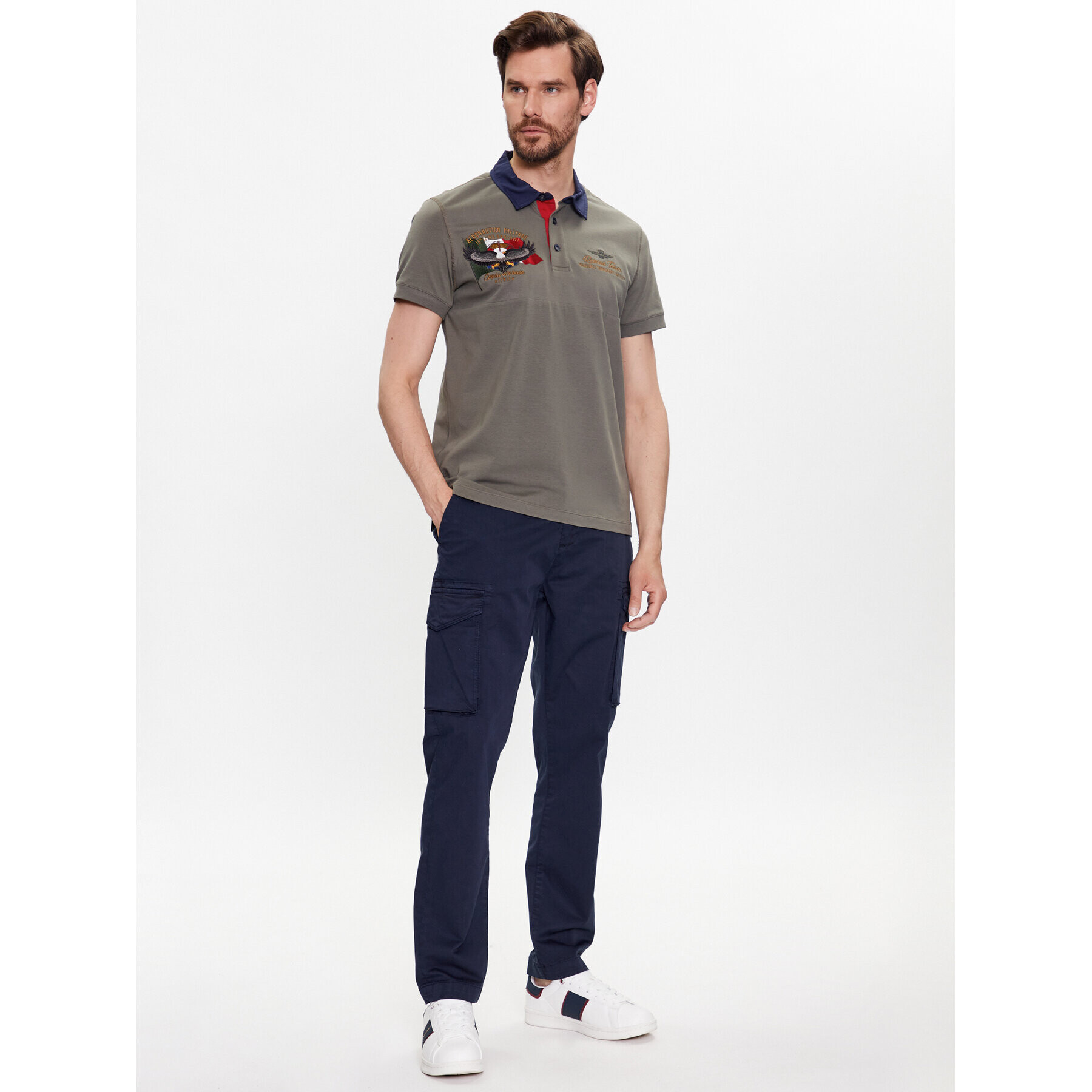 Aeronautica Militare Bavlnené nohavice 231PA1503CT3093 Tmavomodrá Slim Fit - Pepit.sk