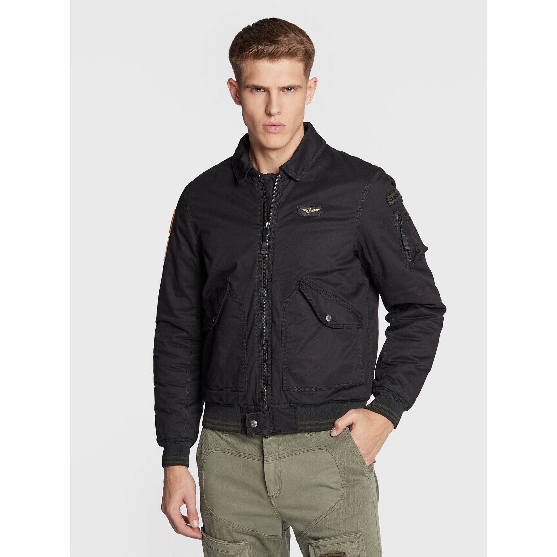 Aeronautica Militare Bundy bomber 222AB2036CT3013 Čierna Regular Fit - Pepit.sk