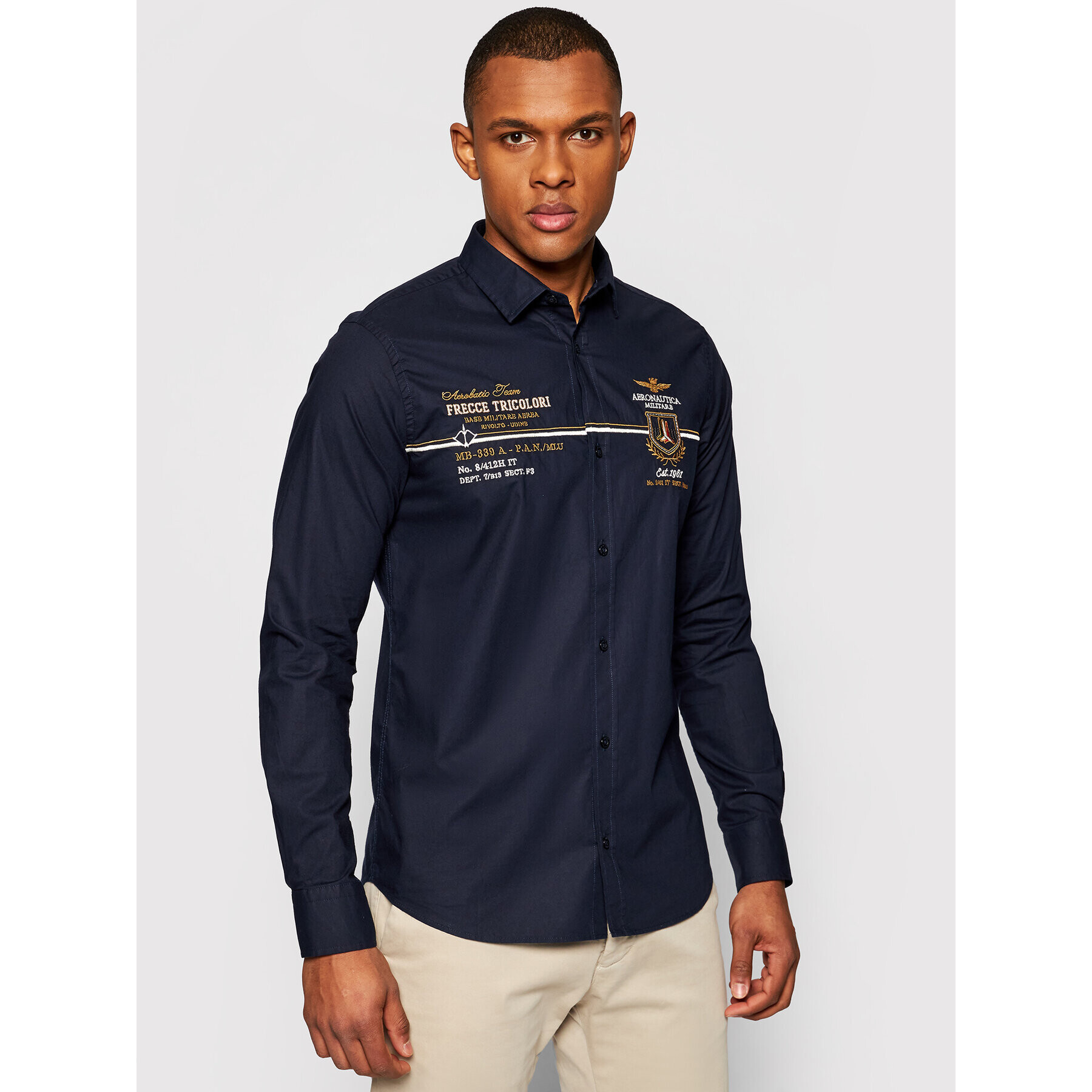 Aeronautica Militare Košeľa 211CA1173CT2837 Tmavomodrá Slim Fit - Pepit.sk