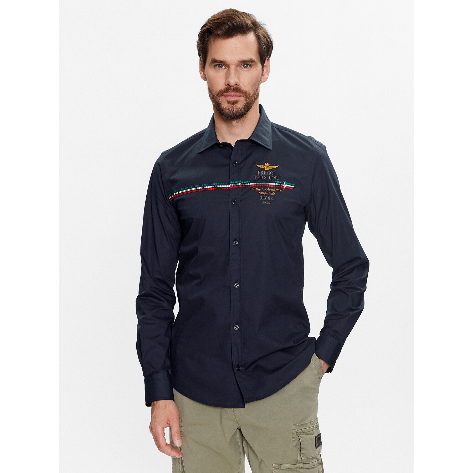 Aeronautica Militare Košeľa 231CA1227CT3114 Tmavomodrá Slim Fit - Pepit.sk