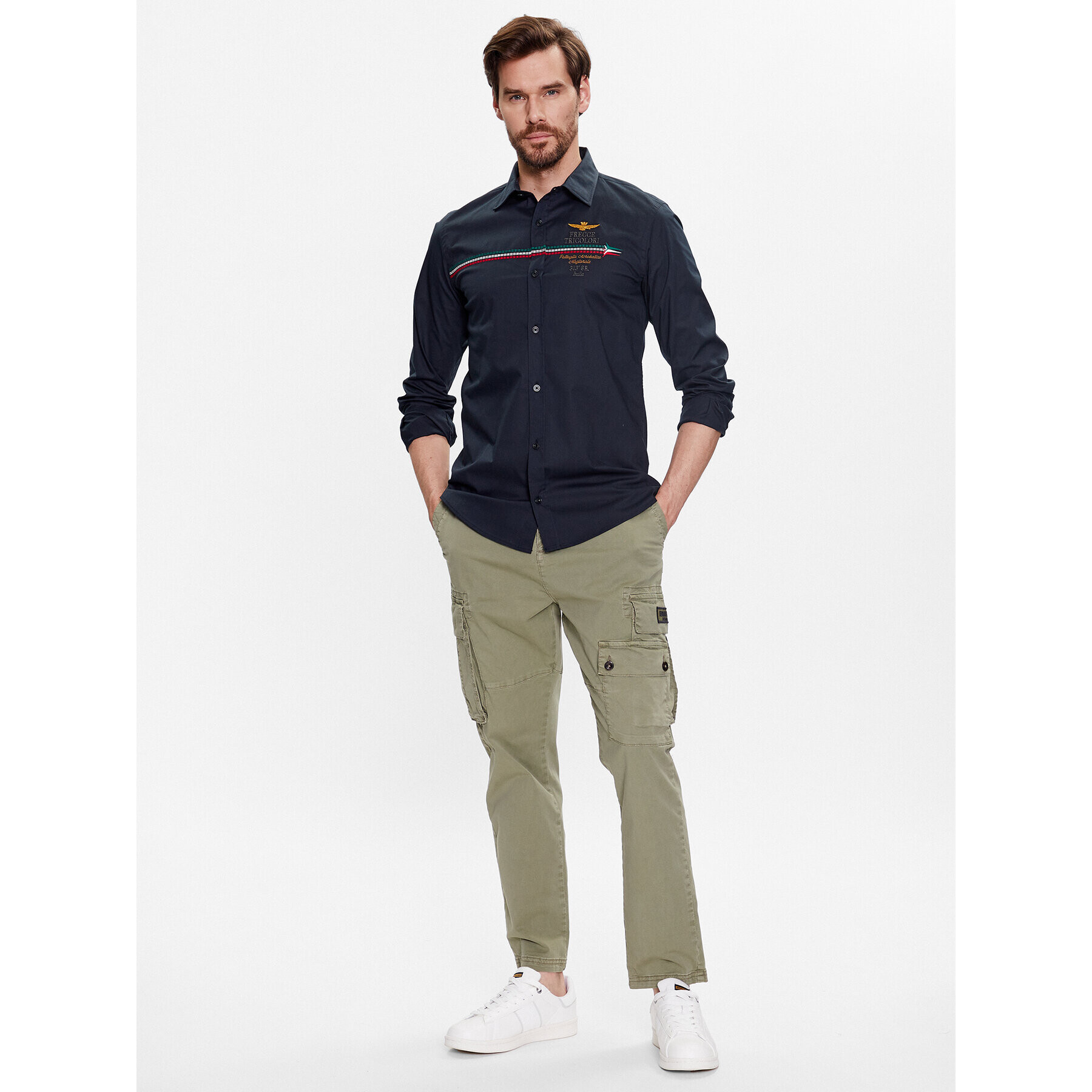 Aeronautica Militare Košeľa 231CA1227CT3114 Tmavomodrá Slim Fit - Pepit.sk