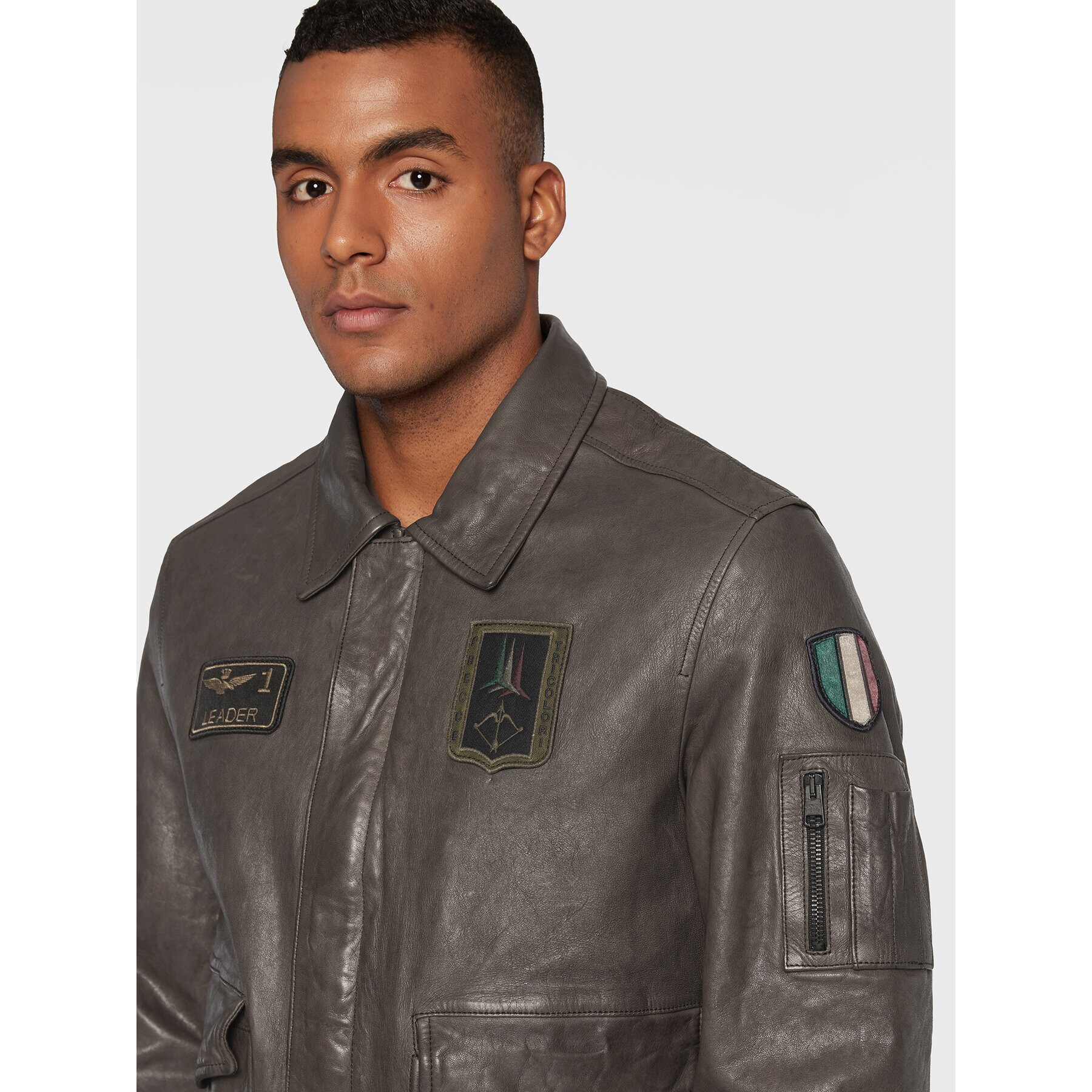 Aeronautica Militare Kožená bunda 222PN895PL145 Hnedá Regular Fit - Pepit.sk