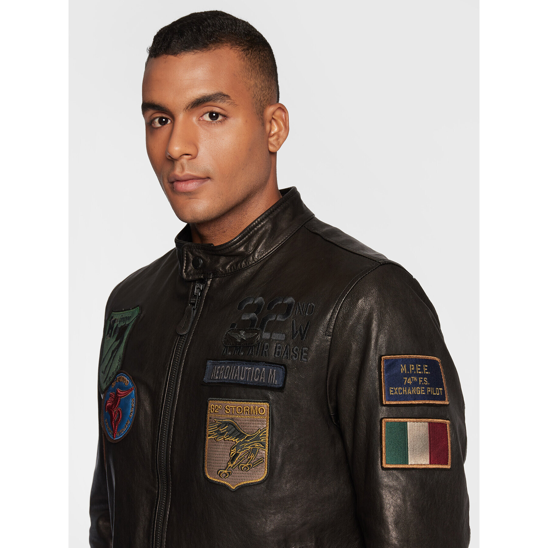 Aeronautica Militare Kožená bunda 222PN923PL183 Čierna Regular Fit - Pepit.sk