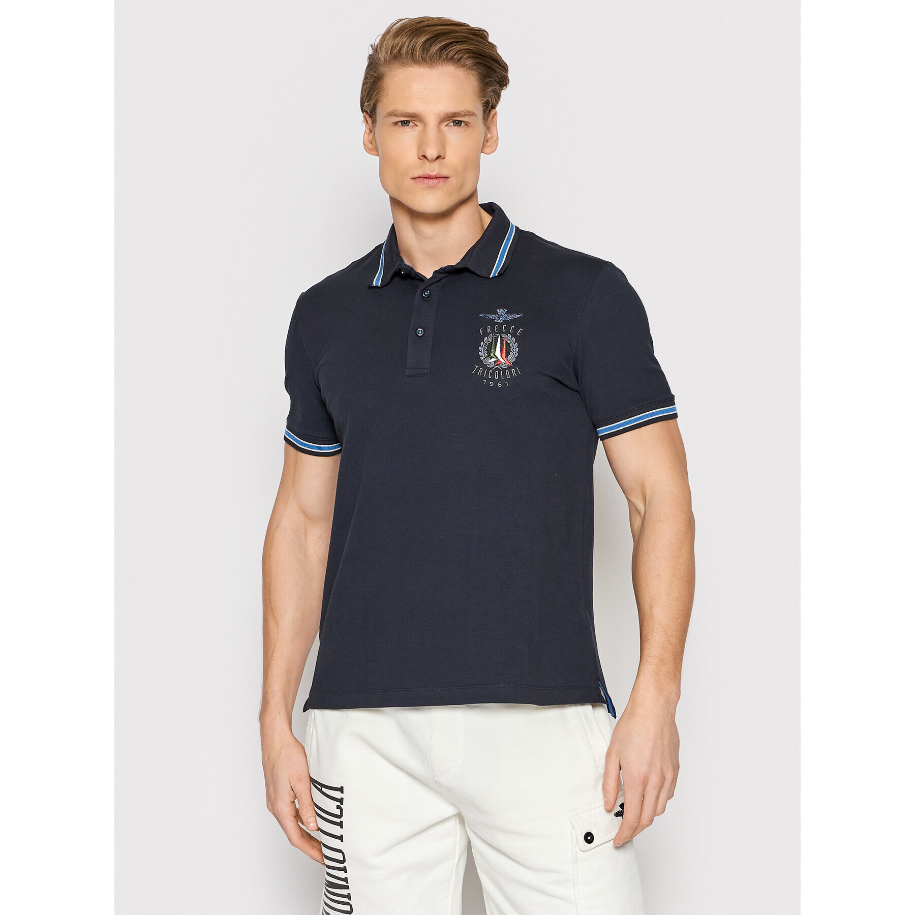 Aeronautica Militare Polokošeľa 221PO1599P191 Tmavomodrá Slim Fit - Pepit.sk