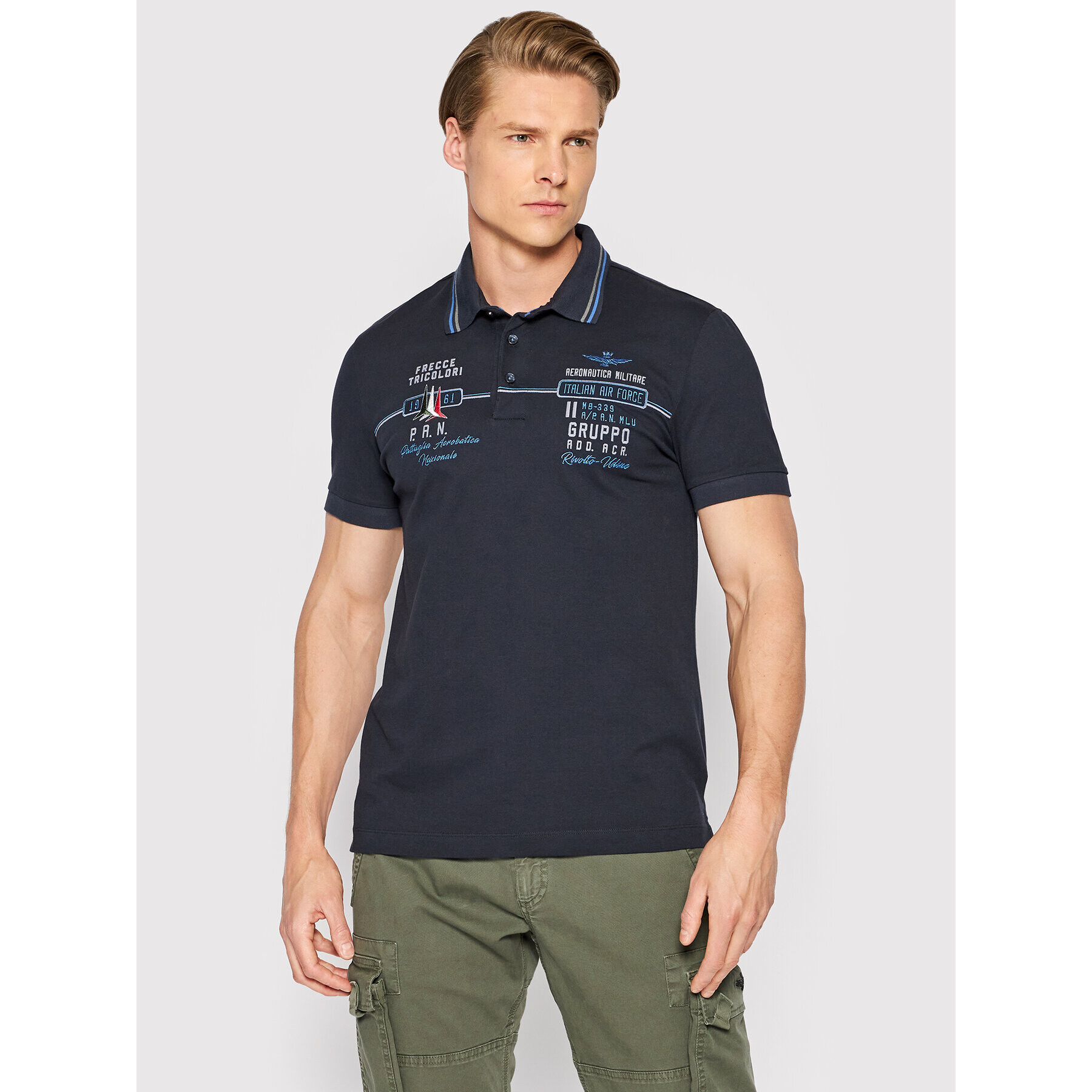 Aeronautica Militare Polokošeľa 221PO1607P199 Tmavomodrá Slim Fit - Pepit.sk