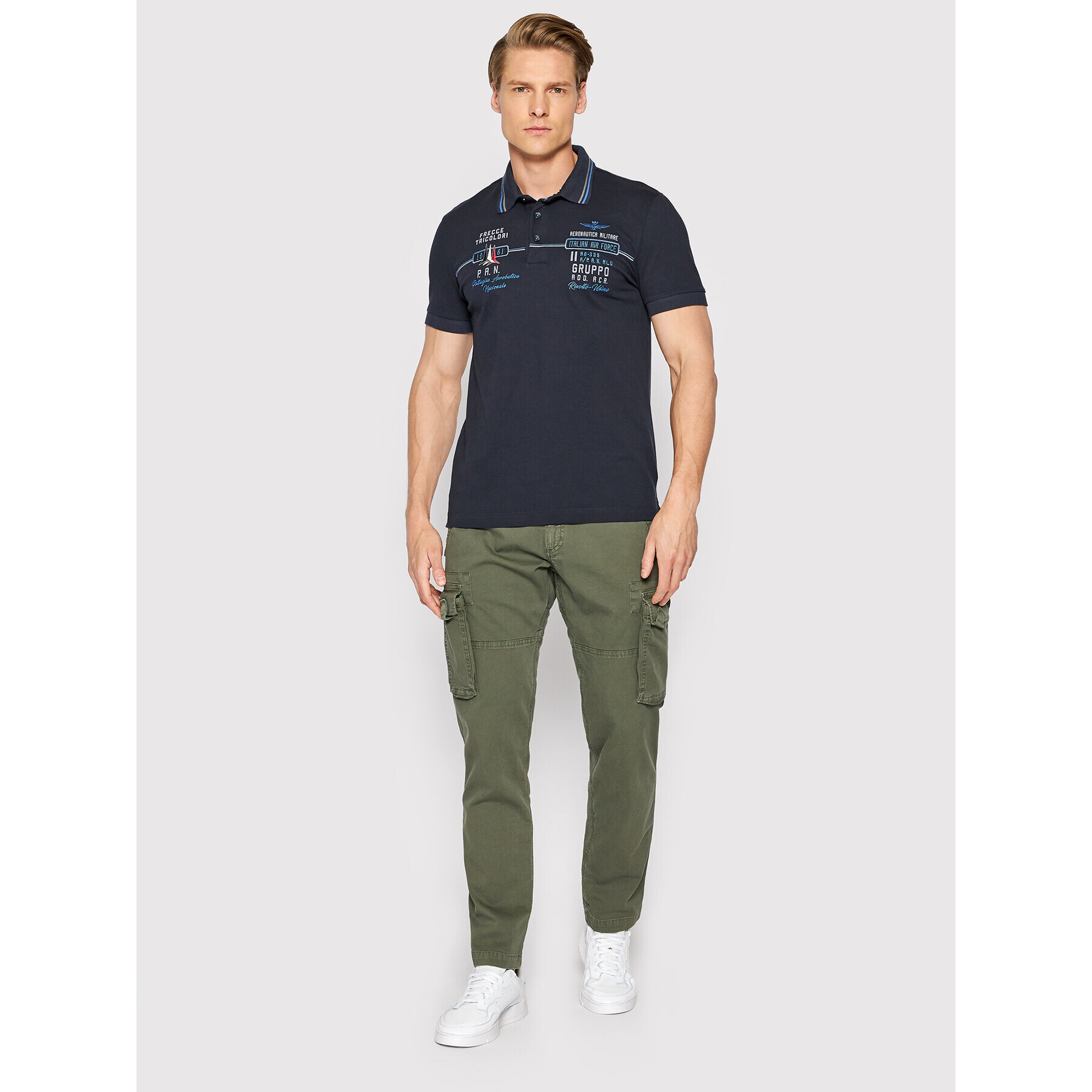 Aeronautica Militare Polokošeľa 221PO1607P199 Tmavomodrá Slim Fit - Pepit.sk