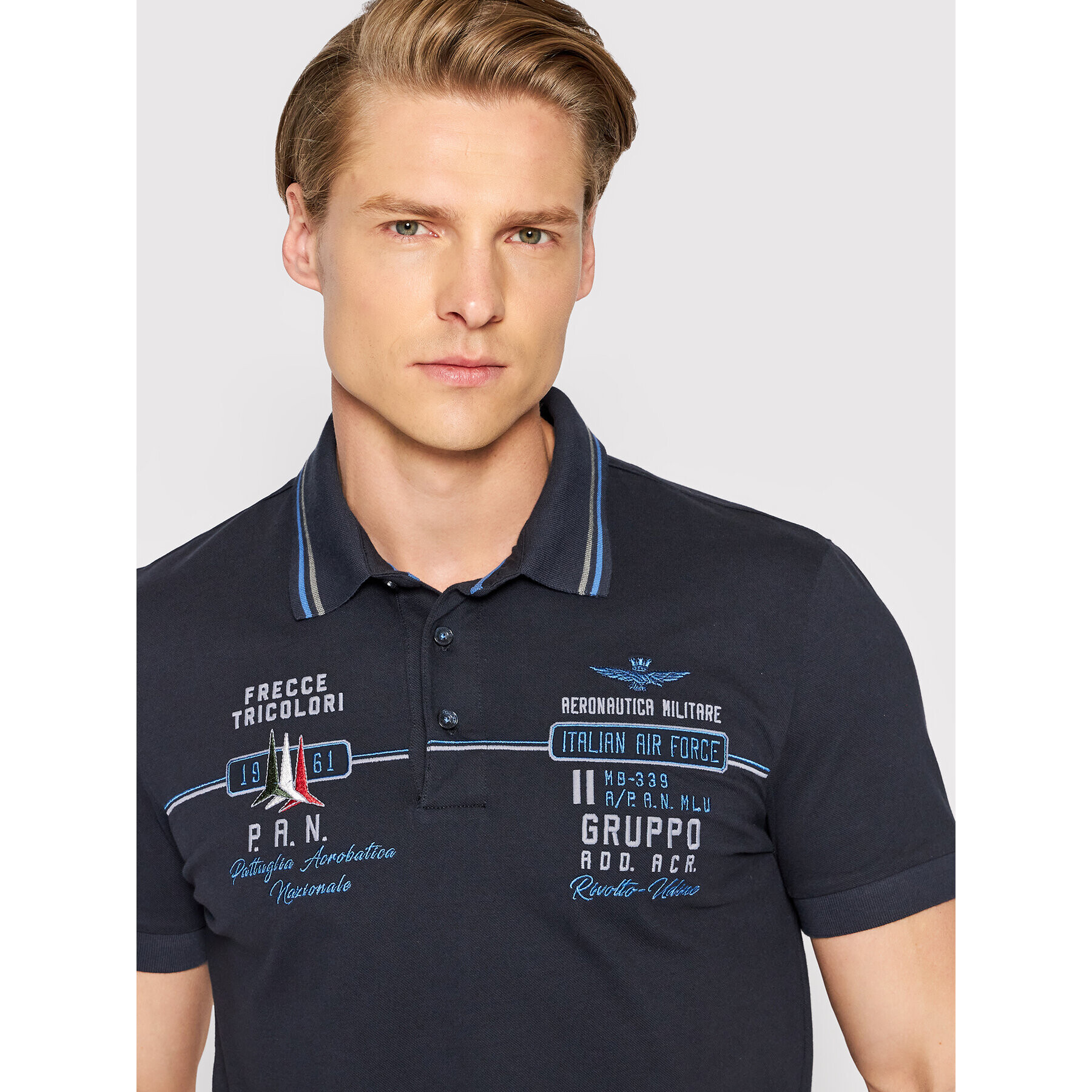 Aeronautica Militare Polokošeľa 221PO1607P199 Tmavomodrá Slim Fit - Pepit.sk