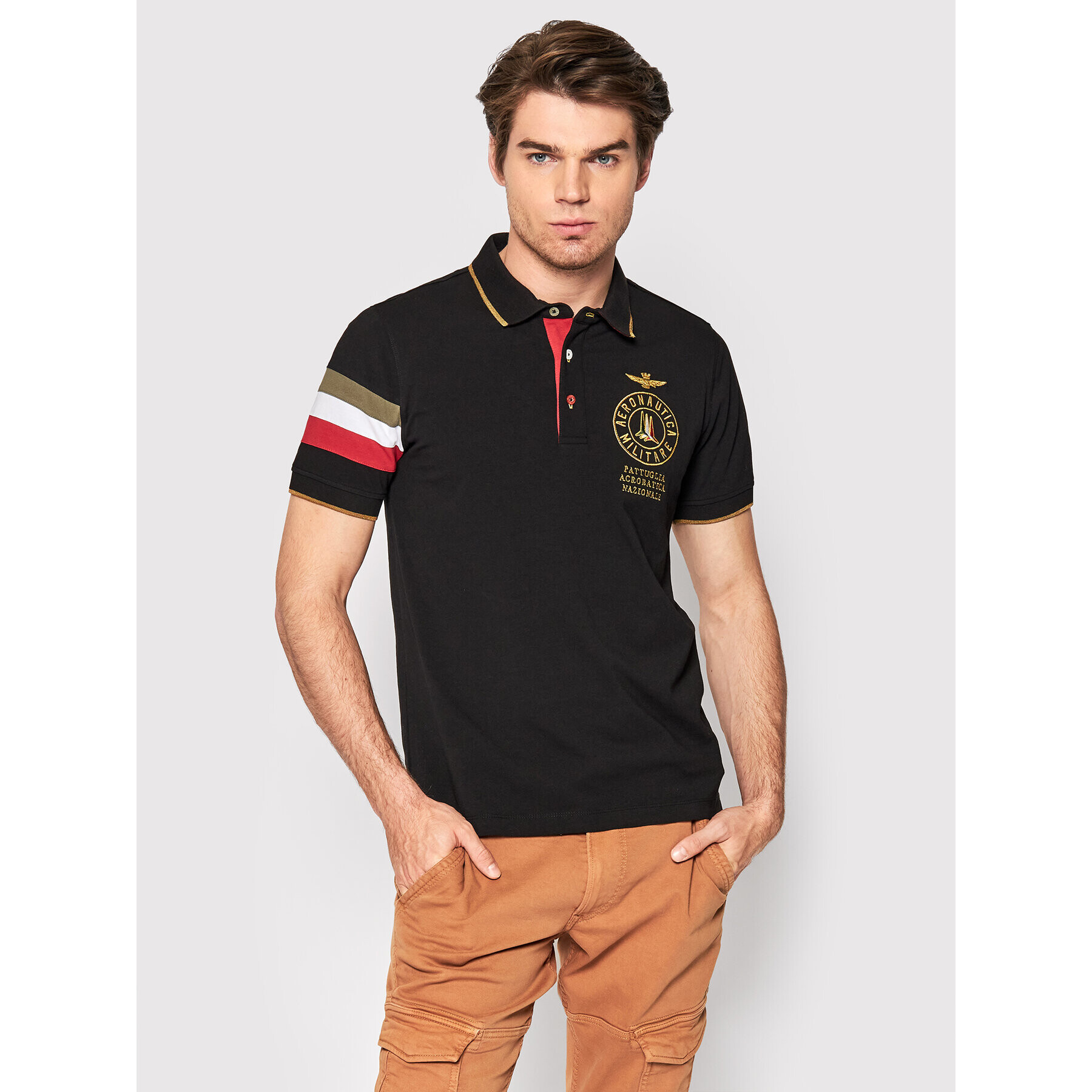 Aeronautica Militare Polokošeľa 221PO1614J469 Čierna Regular Fit - Pepit.sk