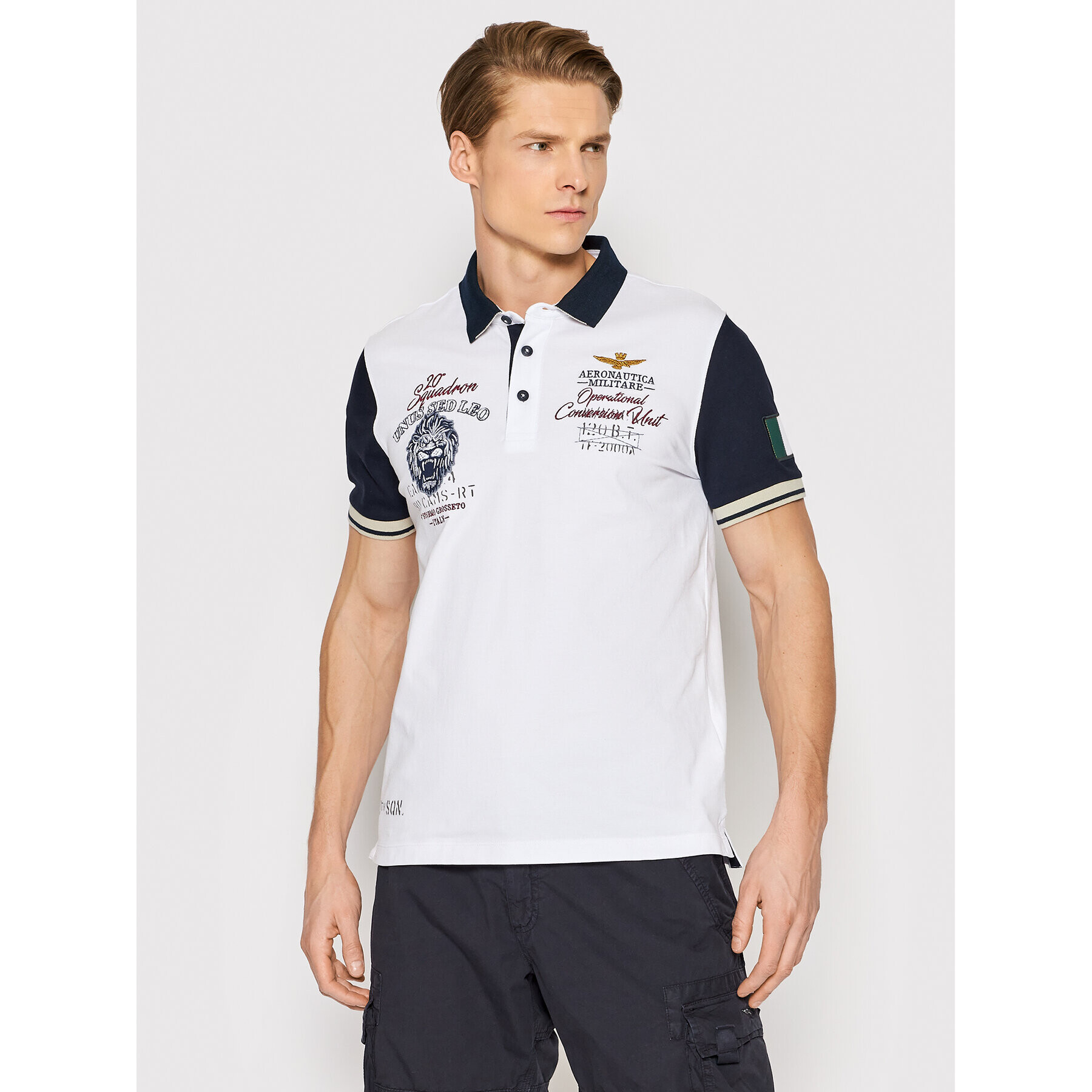 Aeronautica Militare Polokošeľa 221PO1627P199 Biela Regular Fit - Pepit.sk