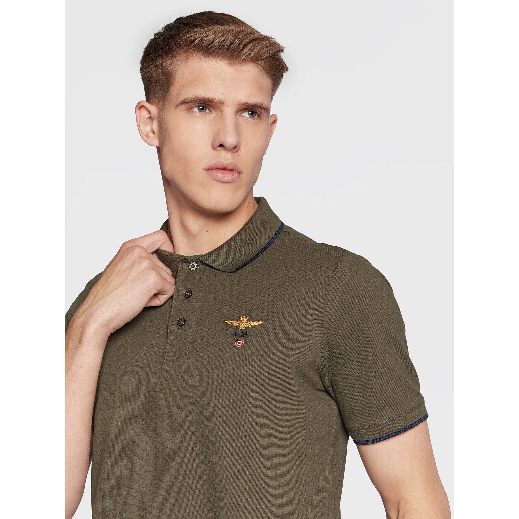 Aeronautica Militare Polokošeľa 222PO1308P82 Zelená Regular Fit - Pepit.sk