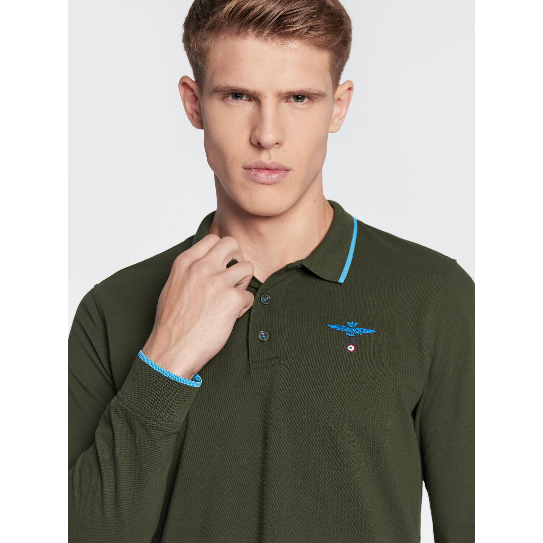 Aeronautica Militare Polokošeľa 222PO1653P82 Zelená Regular Fit - Pepit.sk