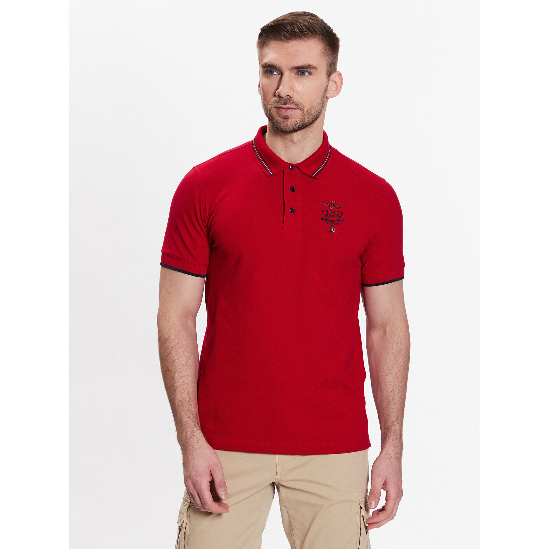 Aeronautica Militare Polokošeľa 231PO1673P191 Červená Slim Fit - Pepit.sk