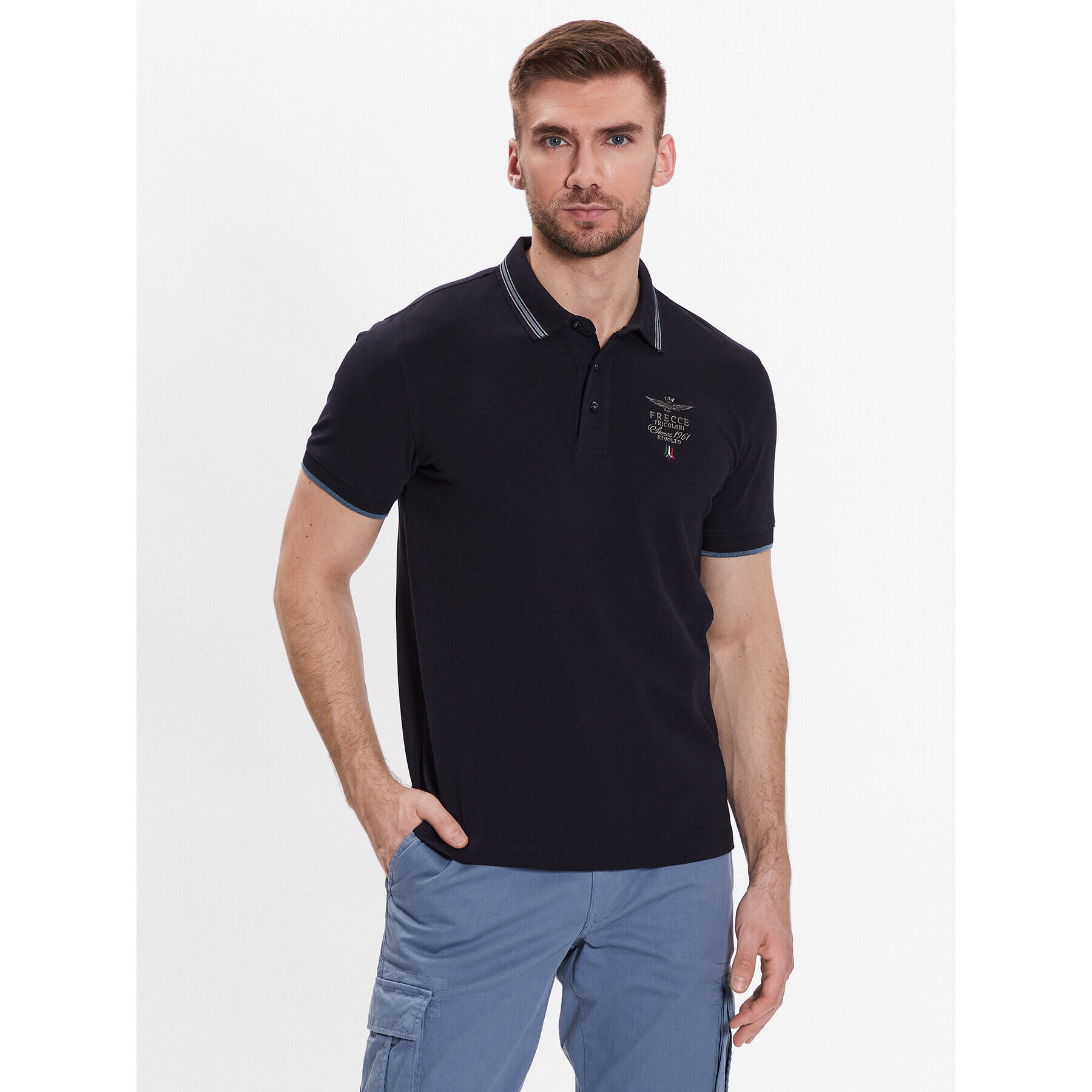 Aeronautica Militare Polokošeľa 231PO1673P191 Tmavomodrá Slim Fit - Pepit.sk