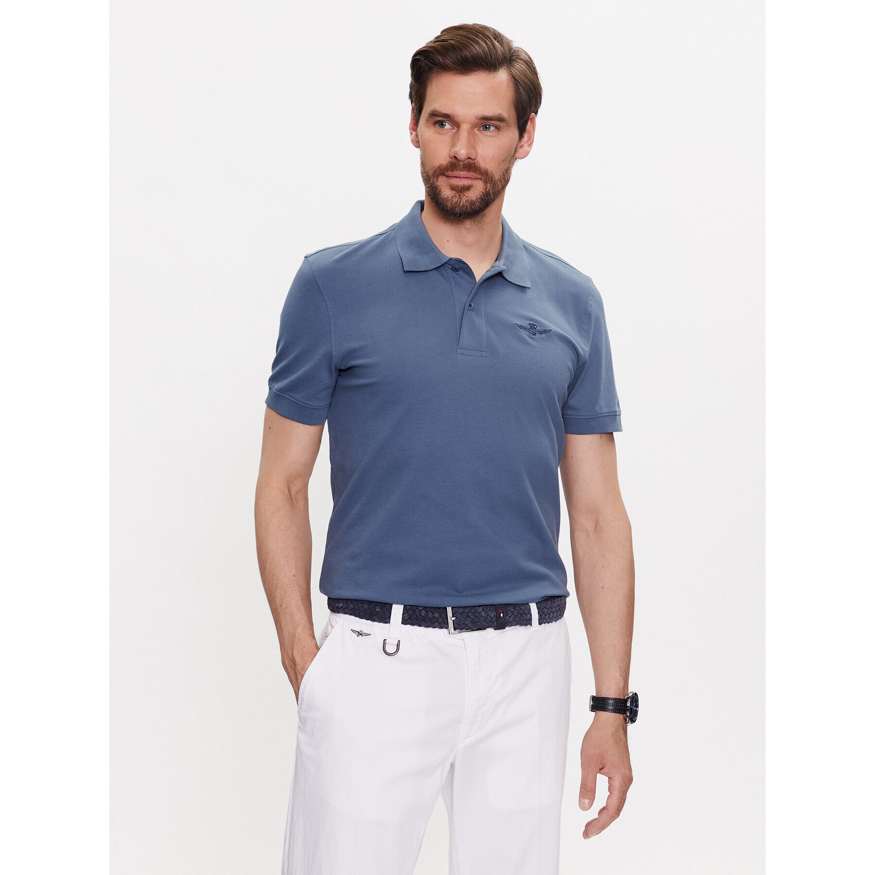 Aeronautica Militare Polokošeľa 231PO1678P191 Modrá Slim Fit - Pepit.sk