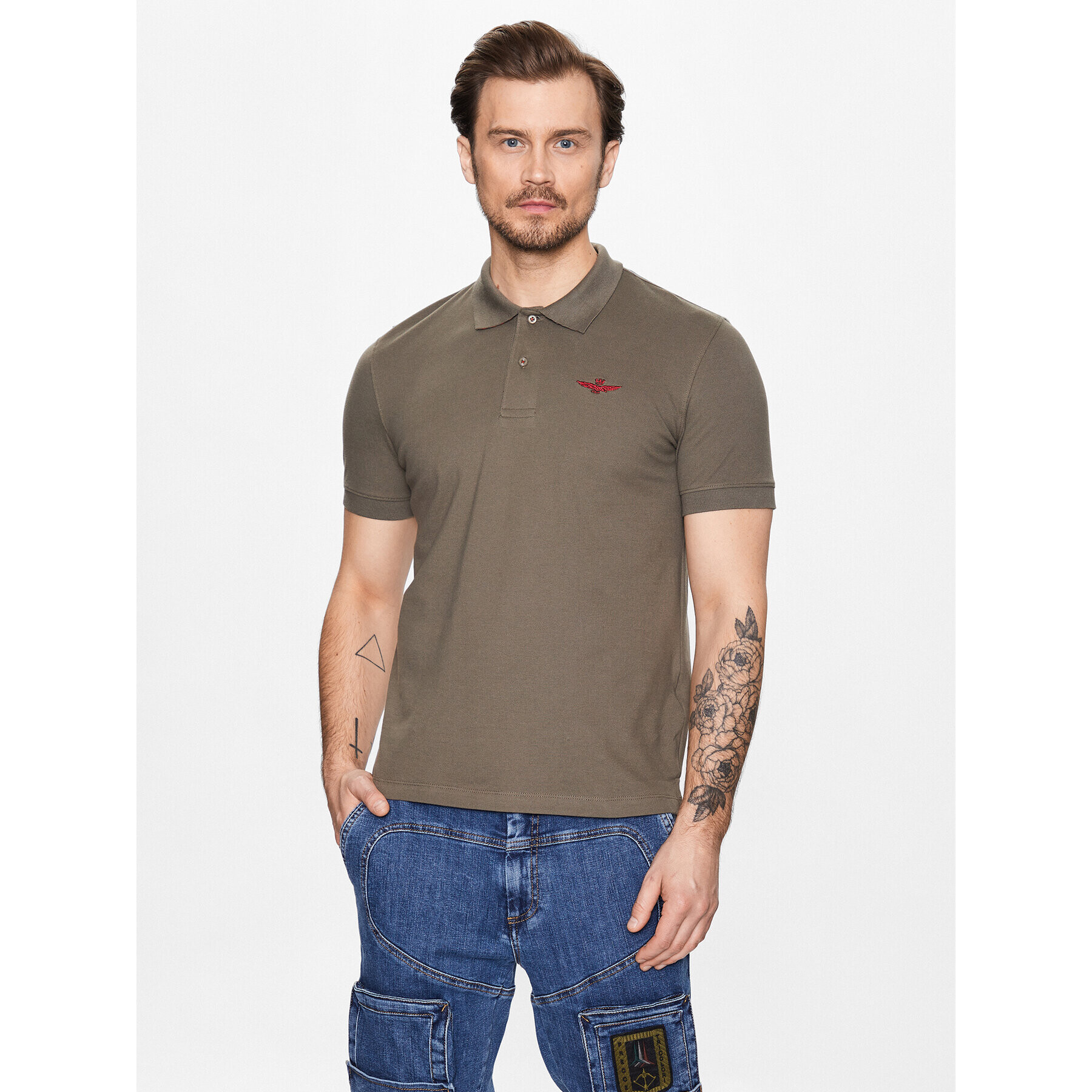 Aeronautica Militare Polokošeľa 231PO1678P191 Zelená Slim Fit - Pepit.sk