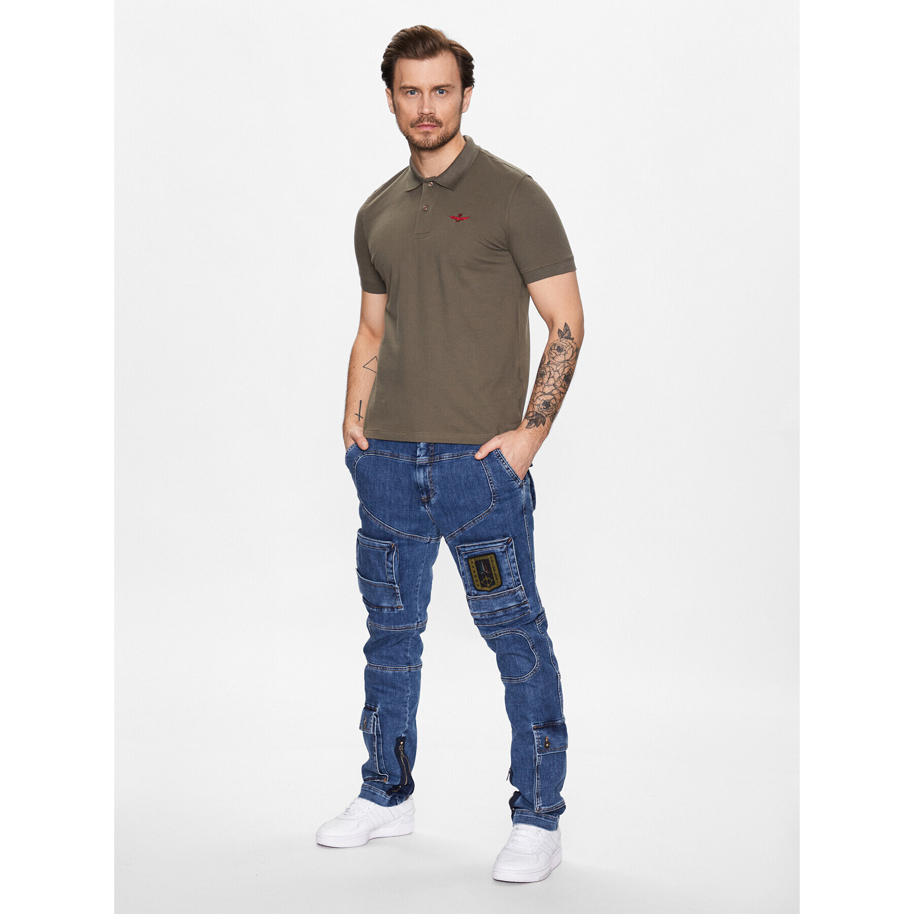 Aeronautica Militare Polokošeľa 231PO1678P191 Zelená Slim Fit - Pepit.sk