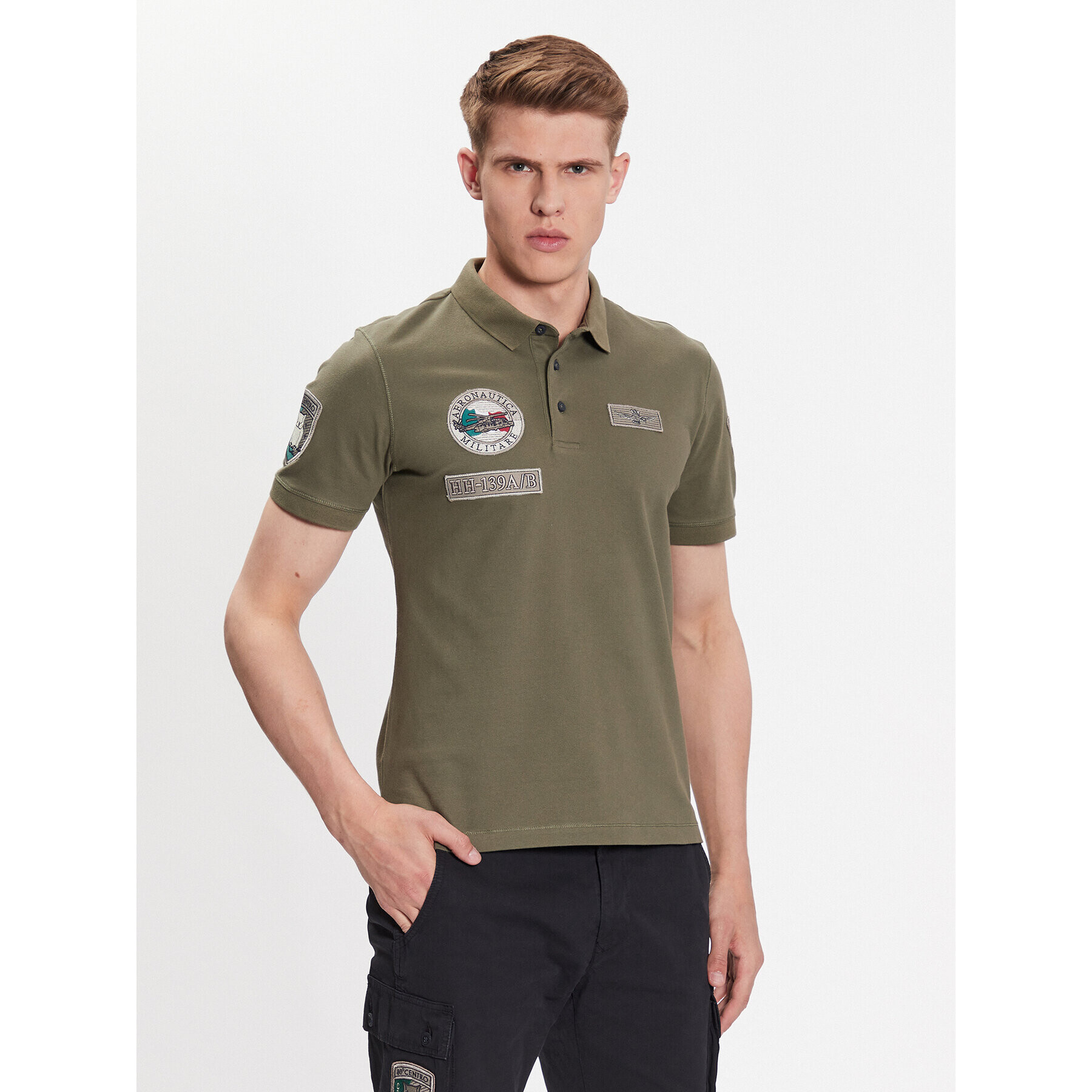 Aeronautica Militare Polokošeľa 231PO1682P192 Zelená Regular Fit - Pepit.sk