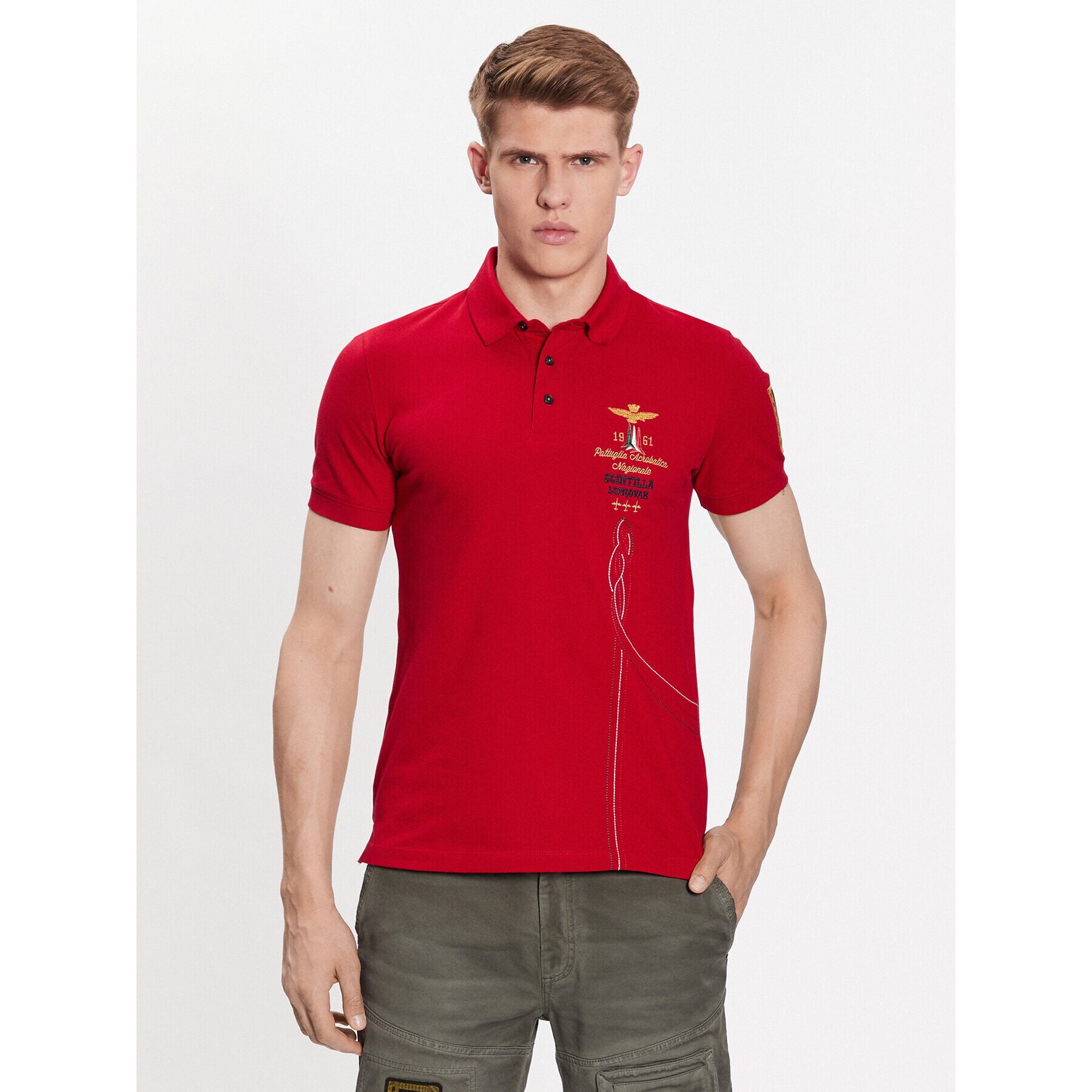 Aeronautica Militare Polokošeľa 231PO1695P191 Červená Regular Fit - Pepit.sk