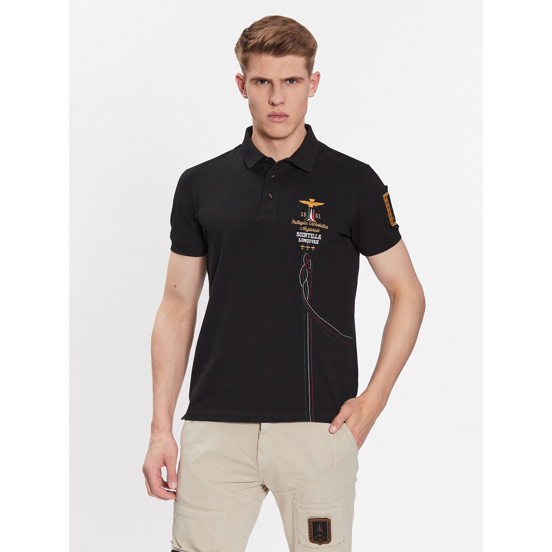 Aeronautica Militare Polokošeľa 231PO1695P191 Čierna Regular Fit - Pepit.sk