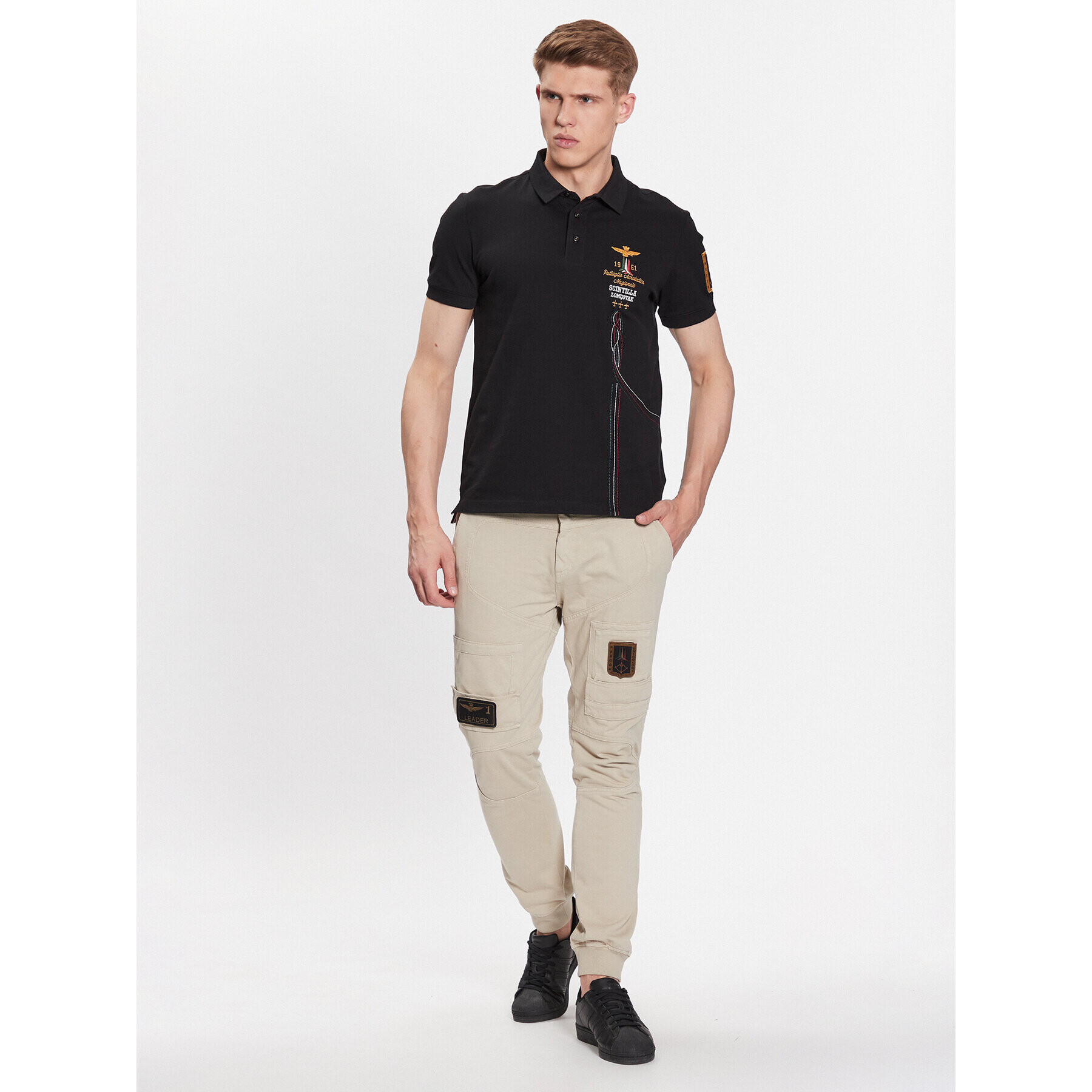 Aeronautica Militare Polokošeľa 231PO1695P191 Čierna Regular Fit - Pepit.sk