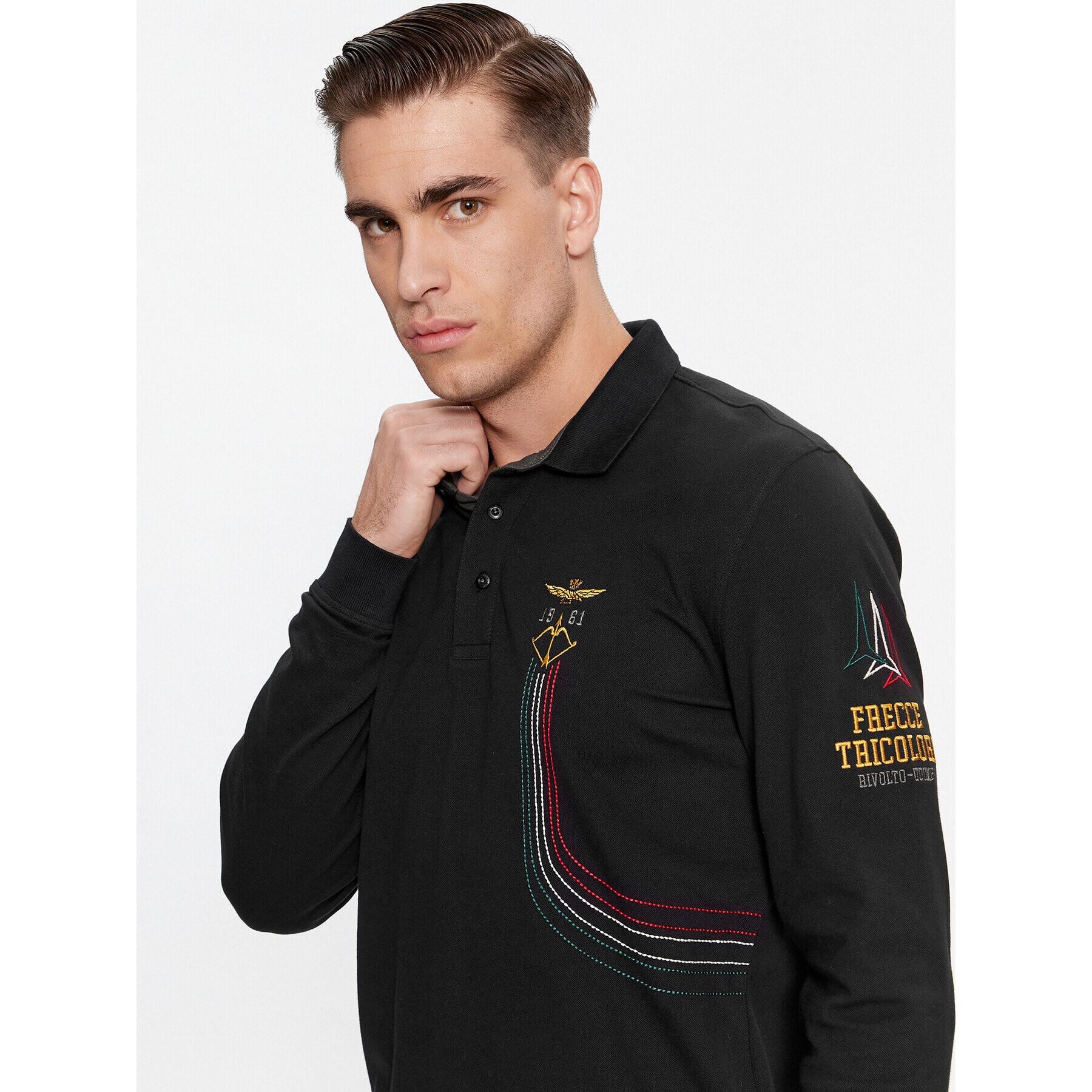 Aeronautica Militare Polokošeľa 232PO1727P191 Čierna Regular Fit - Pepit.sk