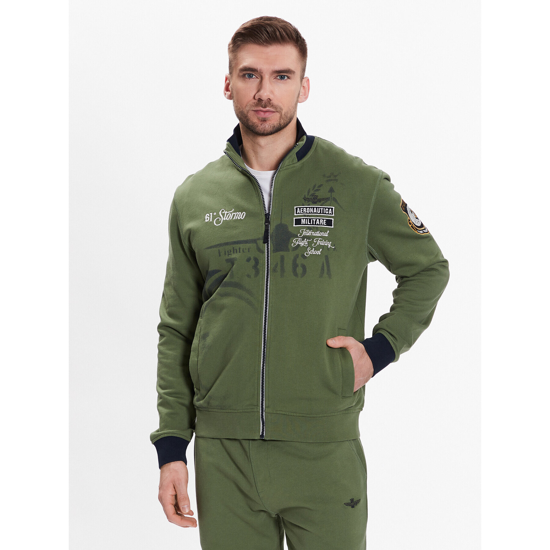 Aeronautica Militare Tepláková súprava 231TF038F488 Zelená Regular Fit - Pepit.sk