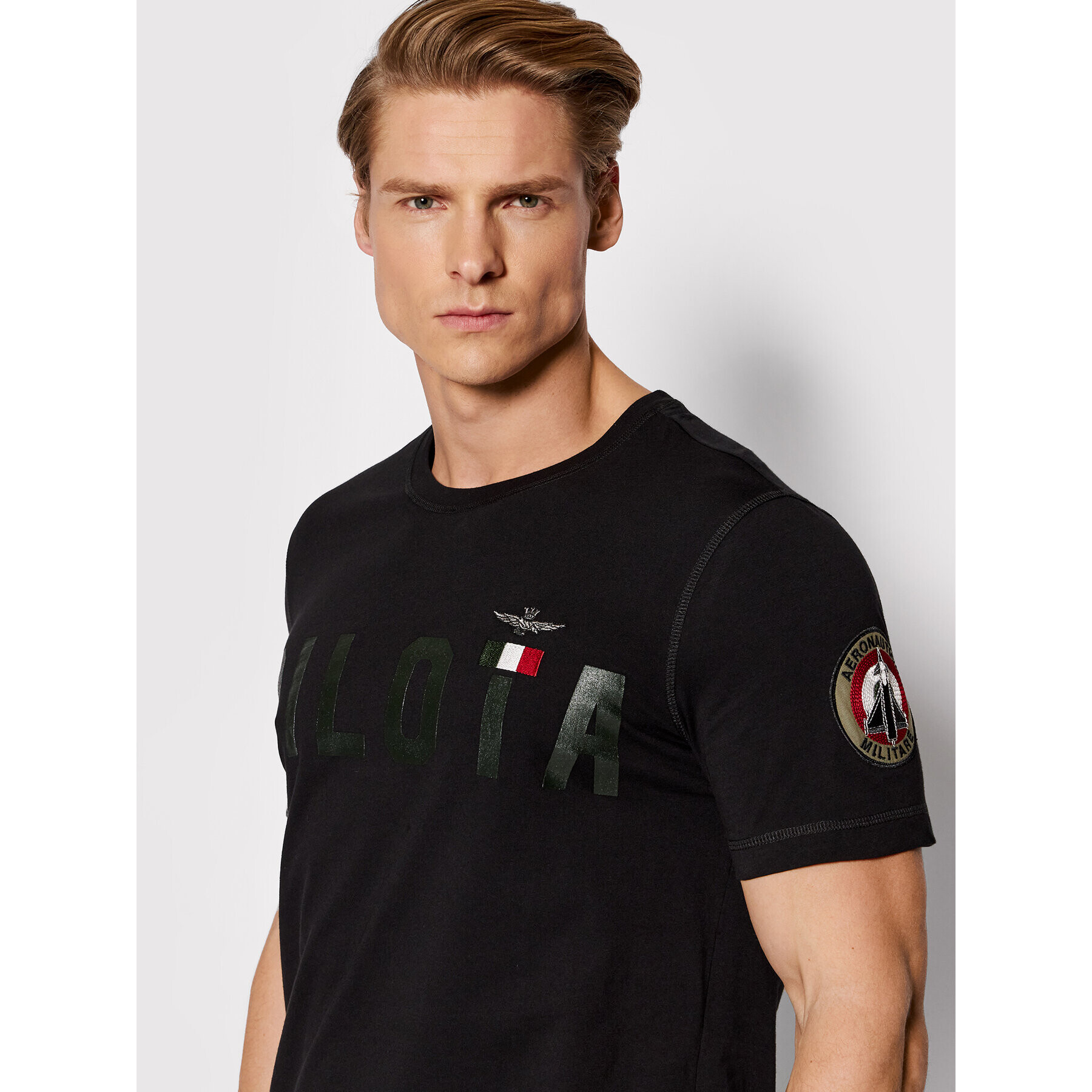 Aeronautica Militare Tričko 221TS1851J513 Čierna Regular Fit - Pepit.sk