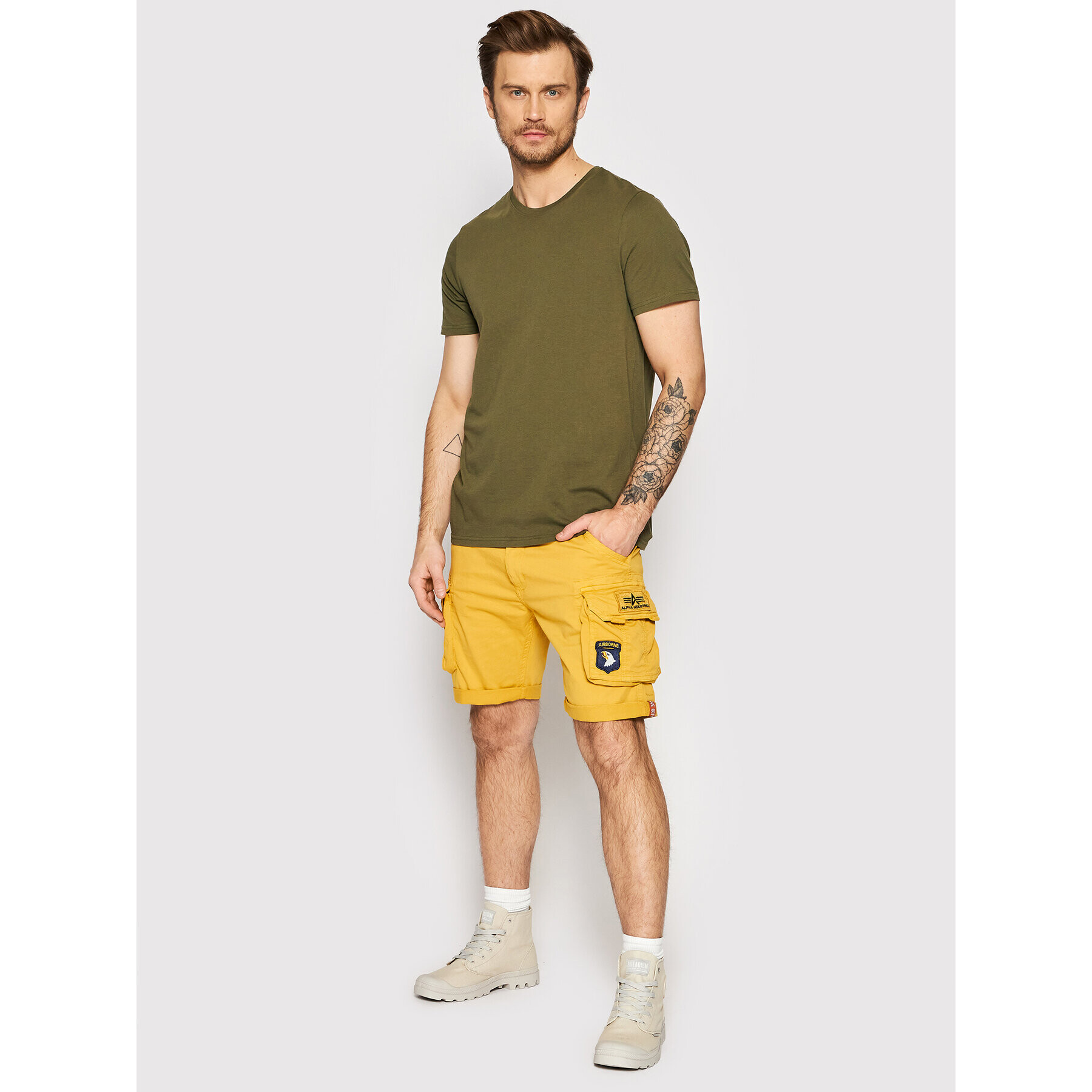 Alpha Industries Bavlnené šortky Crew 186209 Žltá Regular Fit - Pepit.sk