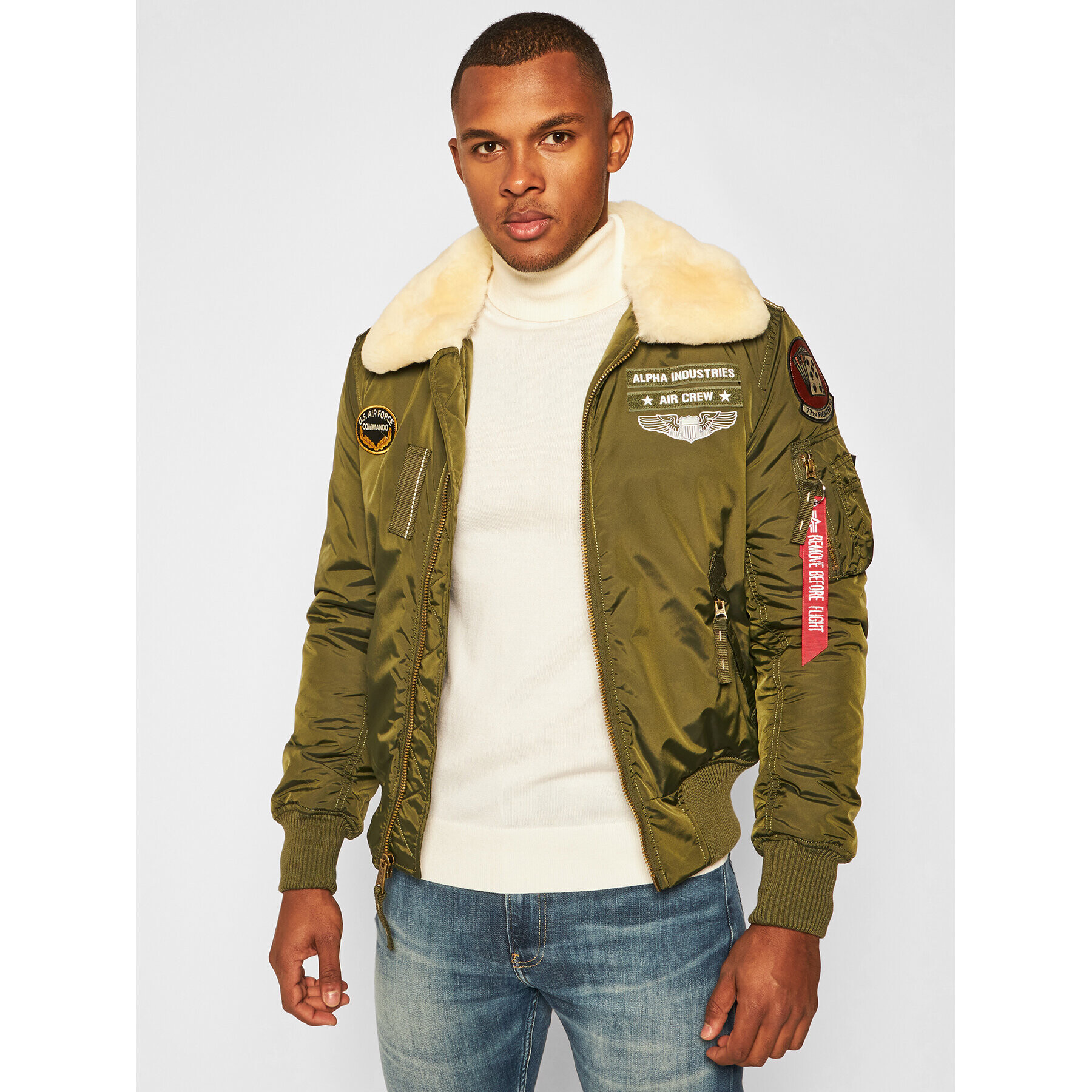 Alpha Industries Bomber bunda Injector III Air Force 198113 Zelená Slim Fit - Pepit.sk