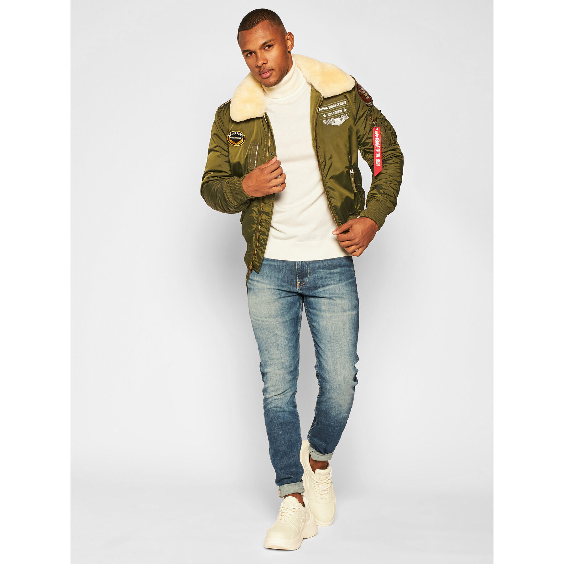 Alpha Industries Bomber bunda Injector III Air Force 198113 Zelená Slim Fit - Pepit.sk