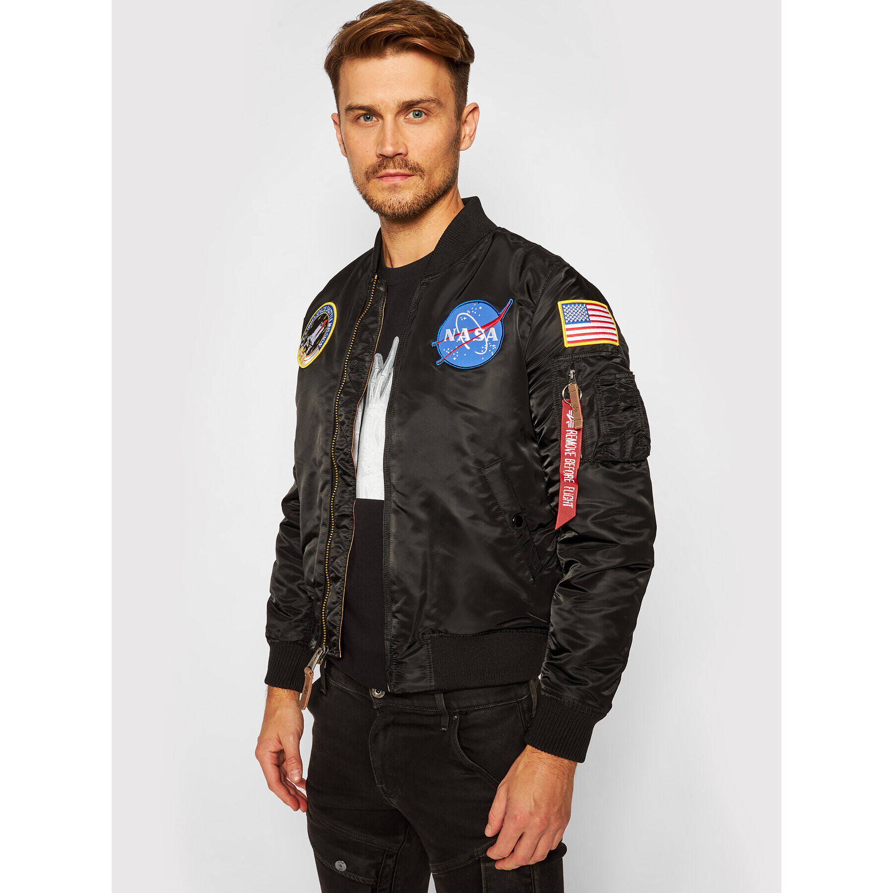 Alpha Industries Bomber bunda Nasa 166107 Čierna Regular Fit - Pepit.sk